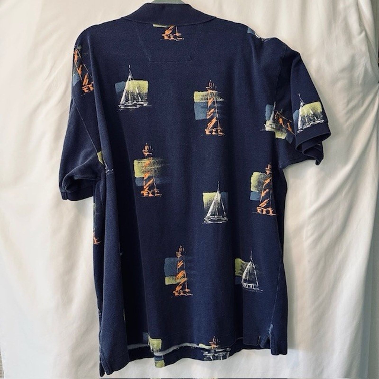 Nautica Nautica Vintage Lighthouse & Sailboat Print Polo Mens XXL Size US XXL / EU 58 / 5 - 6 Thumbnail