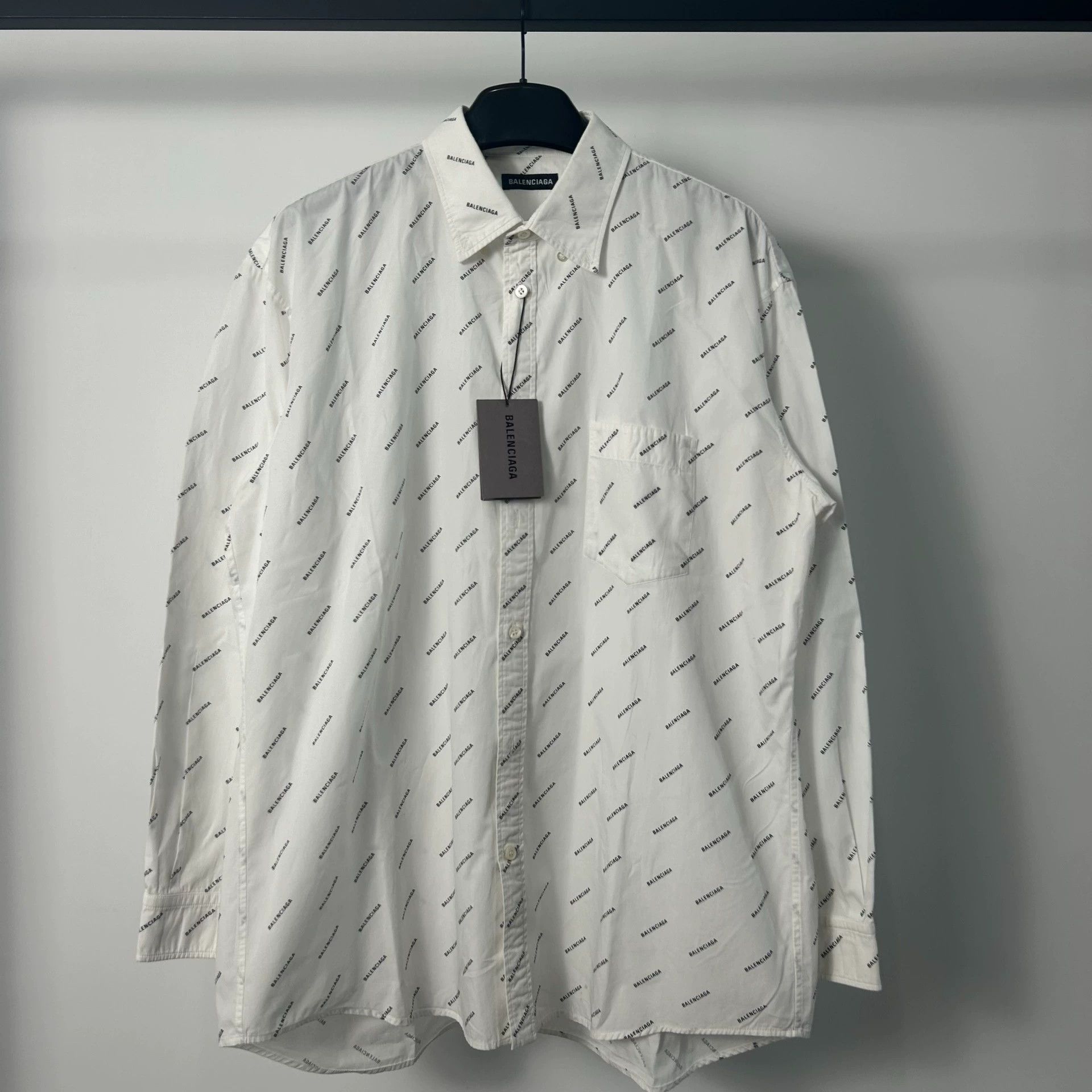 balenciaga all-over print button-up shirt
