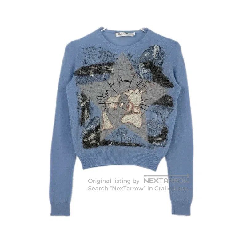 Dior Dior Blue five-pointed star animal cashmere sweater Size XS / US 0-2 / IT 36-38 - 1 Thumbnail