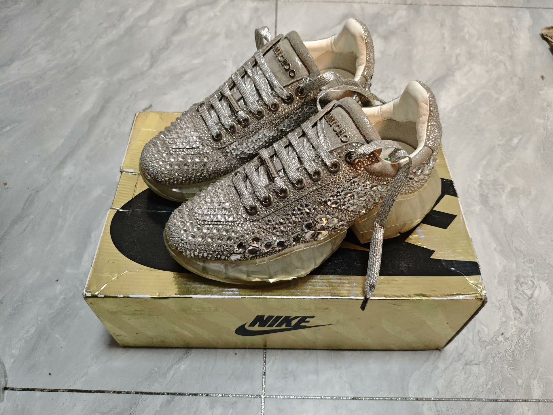 Jimmy Choo Jimmy Choo Suede Silver Lowtop Sneakers us_8 Women Size US 8 / IT 38 - 1 Thumbnail