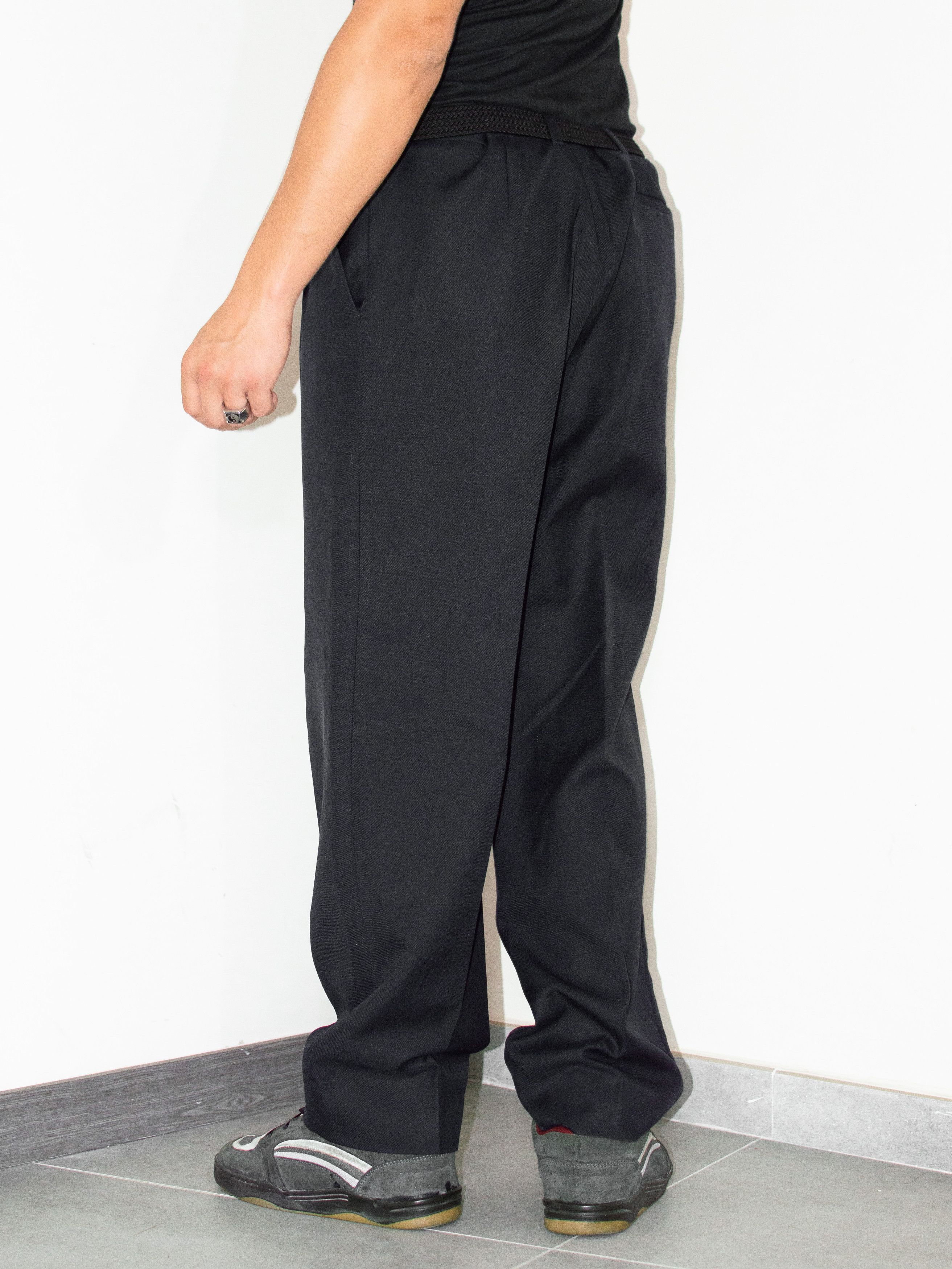 Vintage 90s Vintage Black Tapered Flowy Relaxed Fit Chino Trousers Size US 35 - 4 Thumbnail