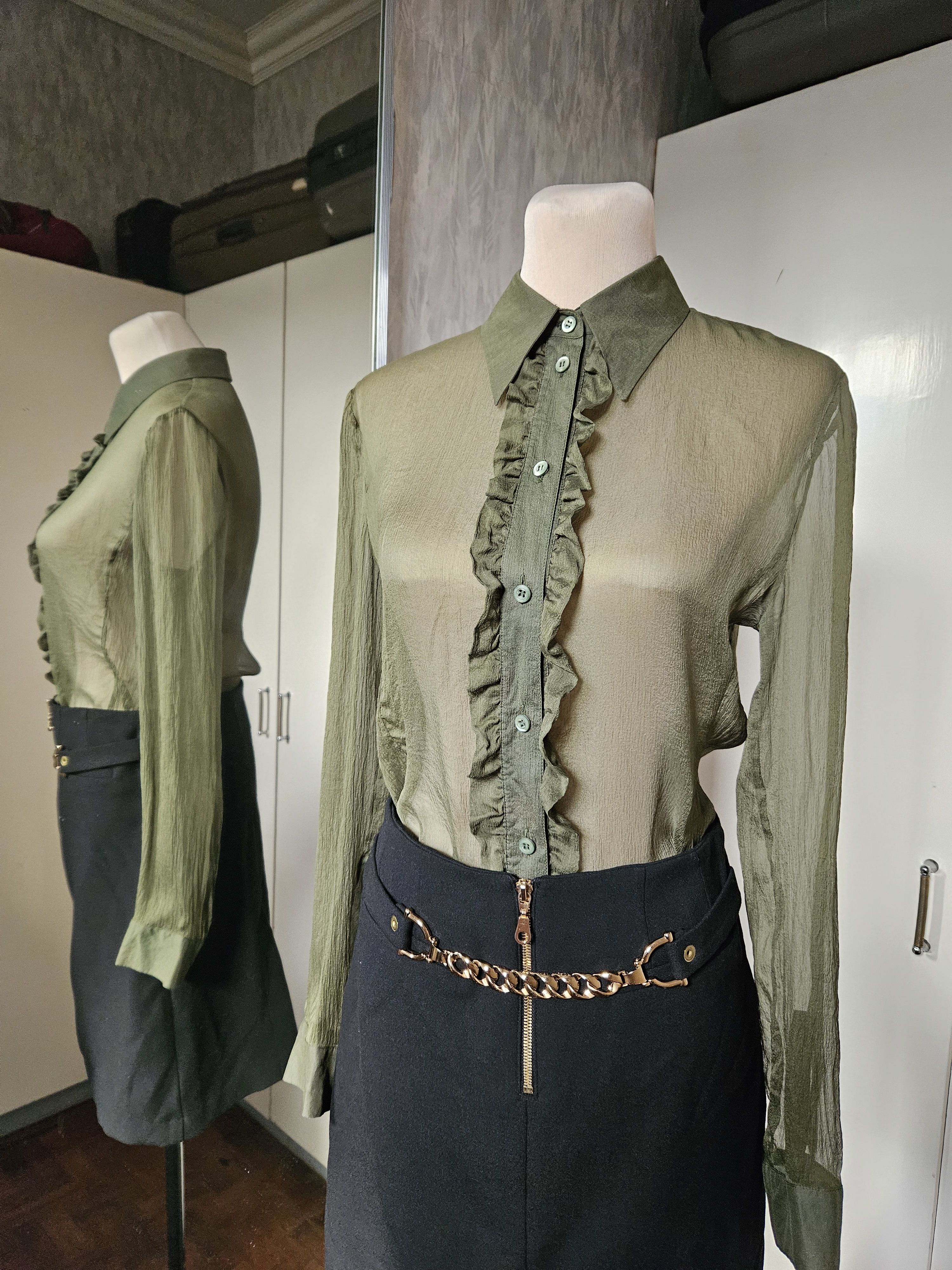 Prada Prada Fall 1996 Ruffled Silk Chiffon Blouse Size M / US 6-8 / IT 42-44 - 4 Thumbnail