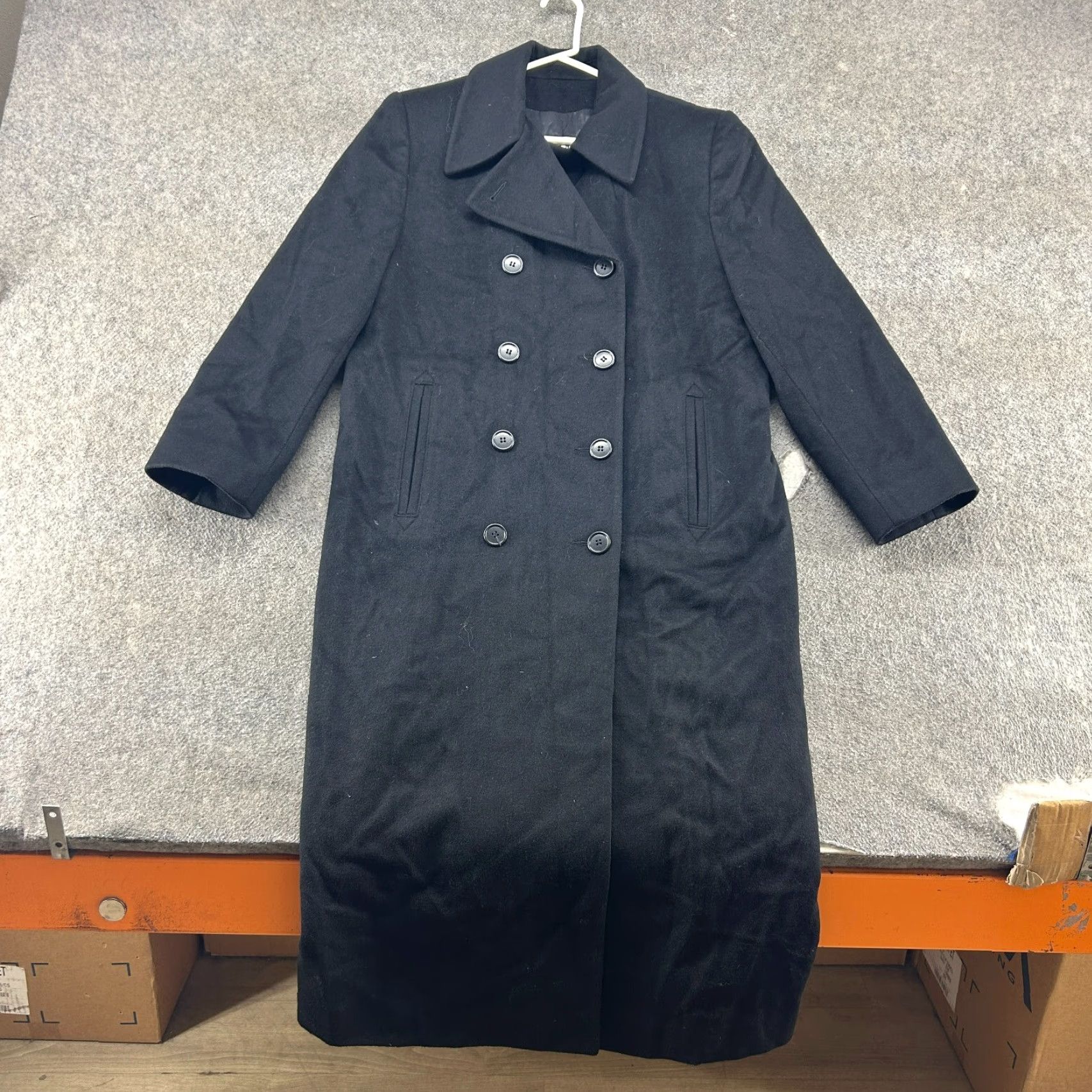 Jones New York VINTAGE Jones New York Coat Women XL Black Wool Long Trench Double Breasted 90s Overcoat Size XL / US 12-14 / IT 48-50 - 2 Thumbnail