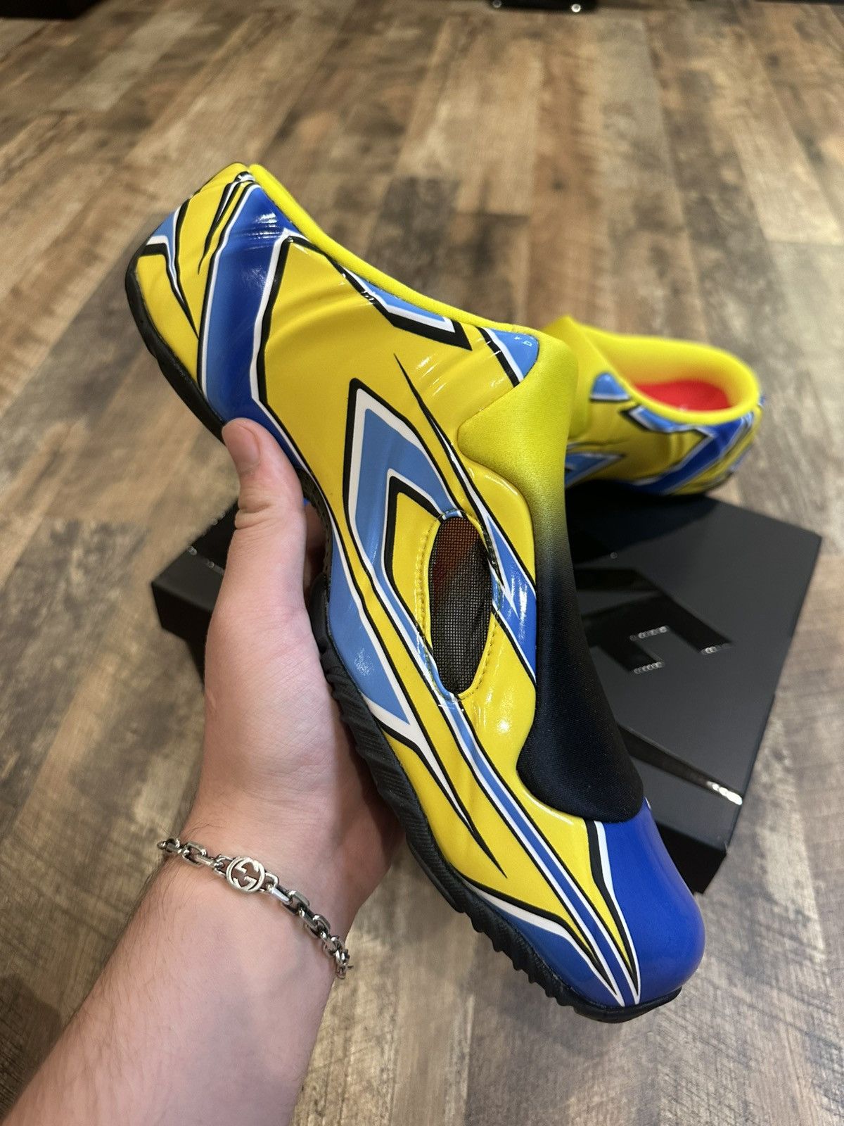 Nike × Supreme Supreme x Nike Clogposite Opti Yellow Blue Brand New in Box Size US 12 / EU 45 - 4 Thumbnail