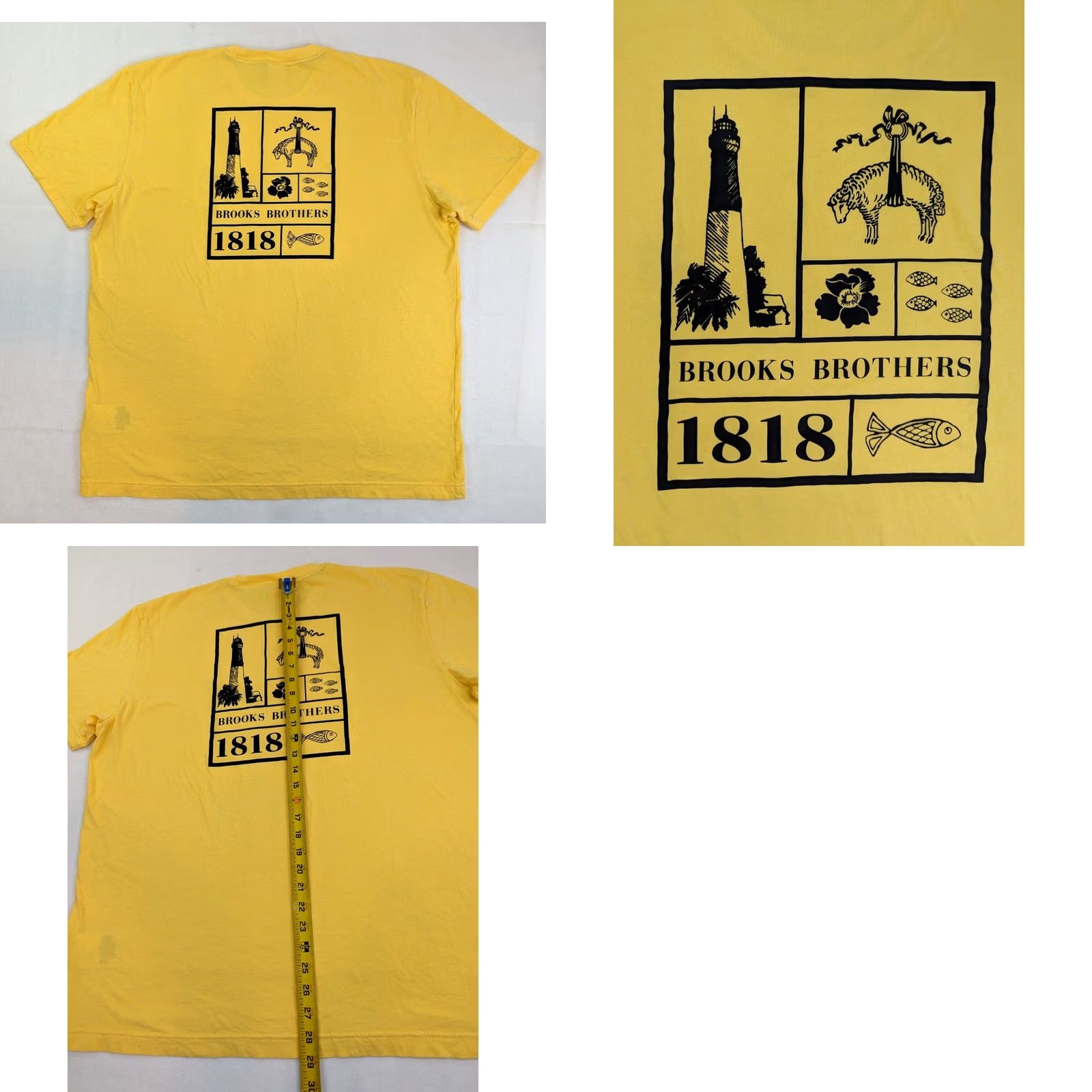 Brooks Brothers Brooks Brothers 1818 T-Shirt Men XL Yellow Floral Cotton Crew Neck Short Sleeve Logo Pattern Vintage: No Size US XL / EU 56 / 4 - 8 Thumbnail