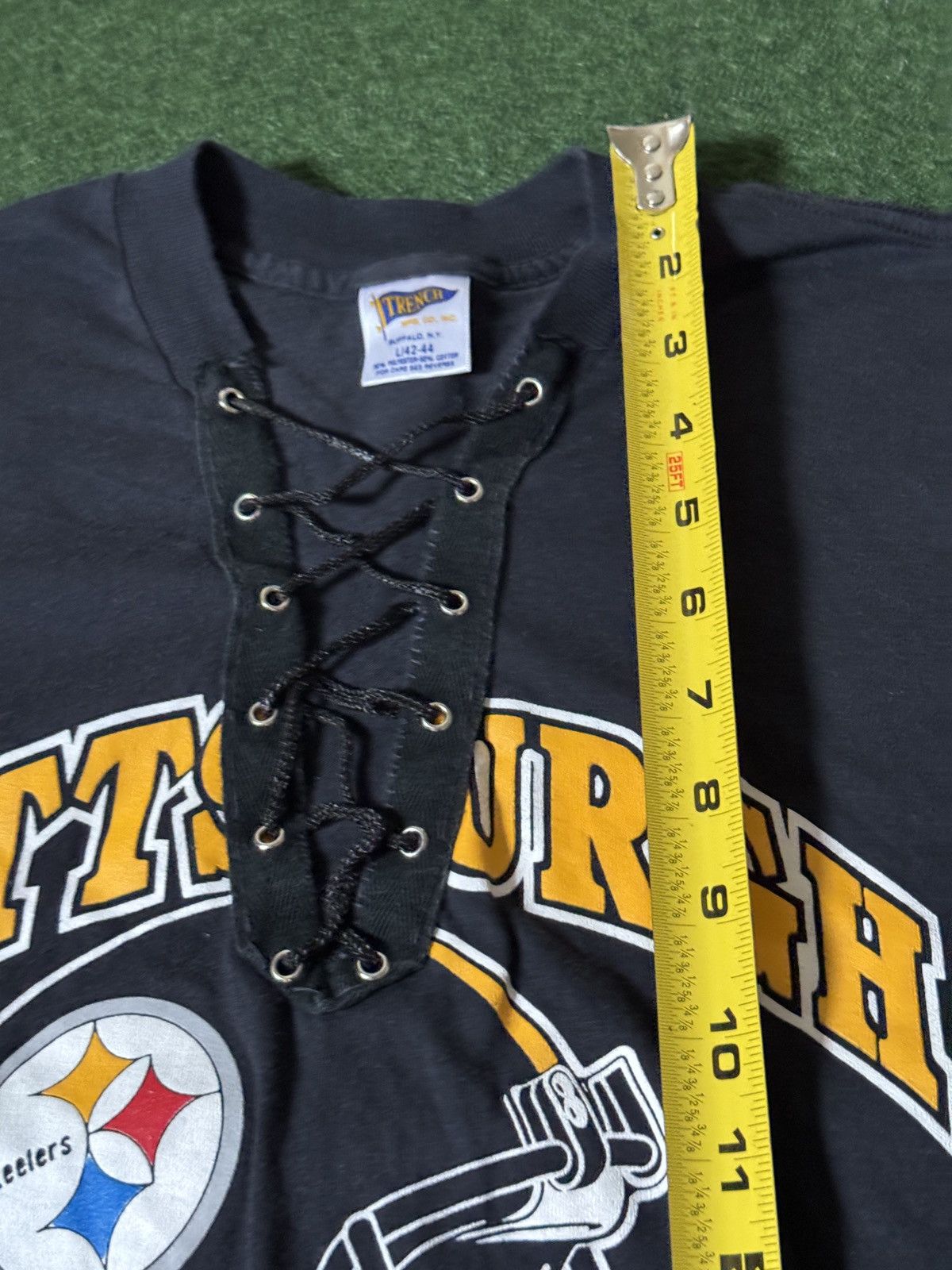 American Trench × NFL × Vintage Vintage 90s Pittsburgh Steelers Custom V Neck Retro T Shirt Size L / US 10 / IT 46 - 7 Thumbnail