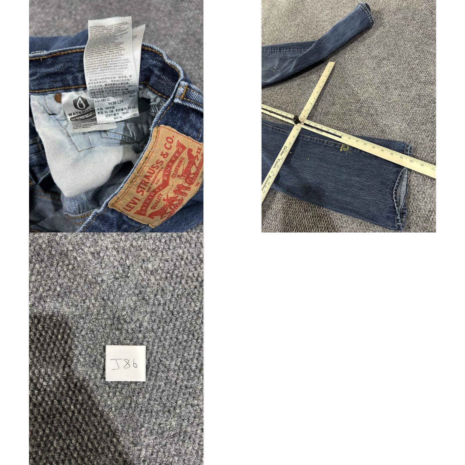 Levi's VINTAGE Levis 501 Jeans Mens 36x34 Blue Straight Leg Button Fly Denim Paint Splatter Size US 36 / EU 52 - 9 Thumbnail