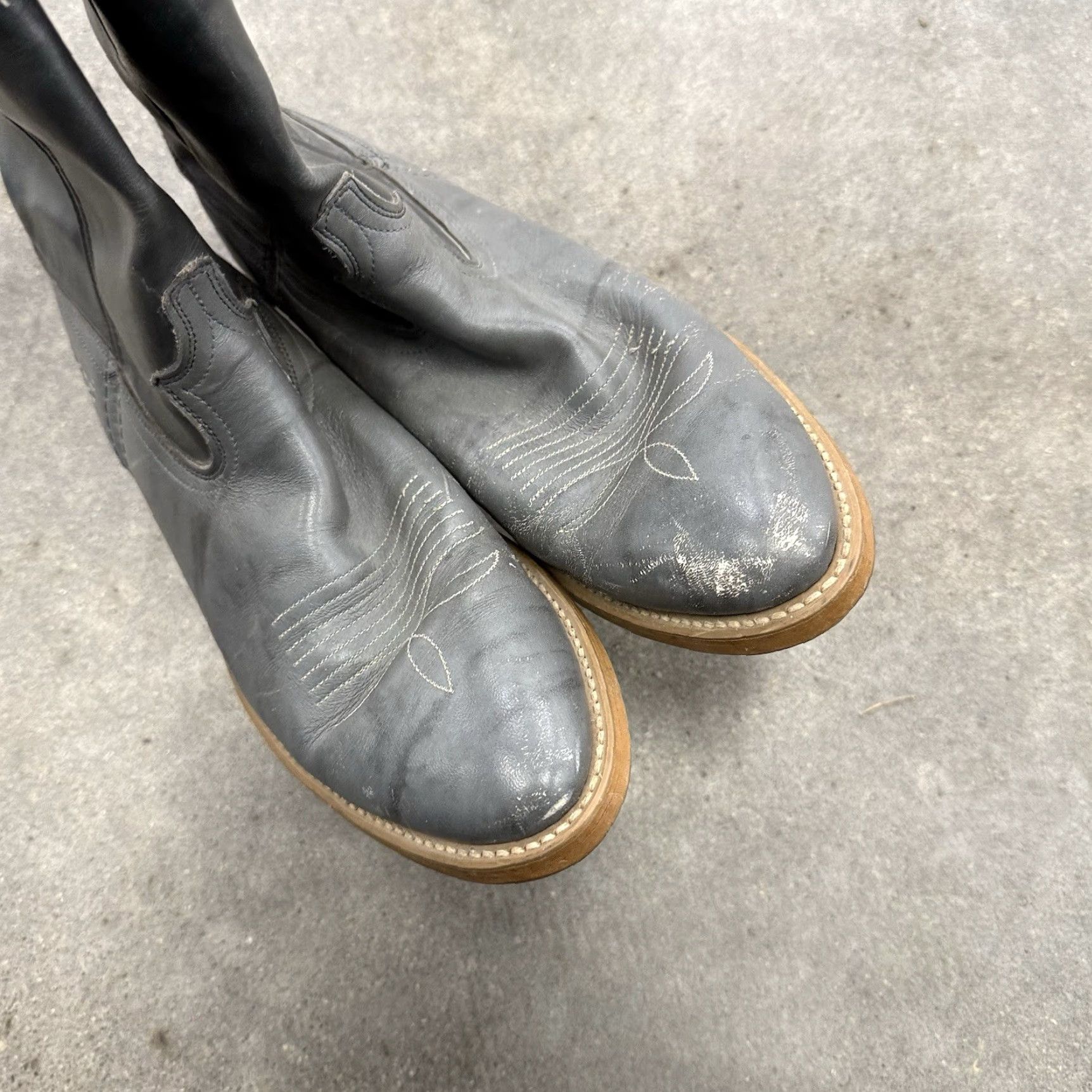 Vintage VINTAGE Dingo 5965 Mens Gray Leather Pull On Cowboy Western Boots Size 9 D Size US 9 / EU 42 - 3 Thumbnail