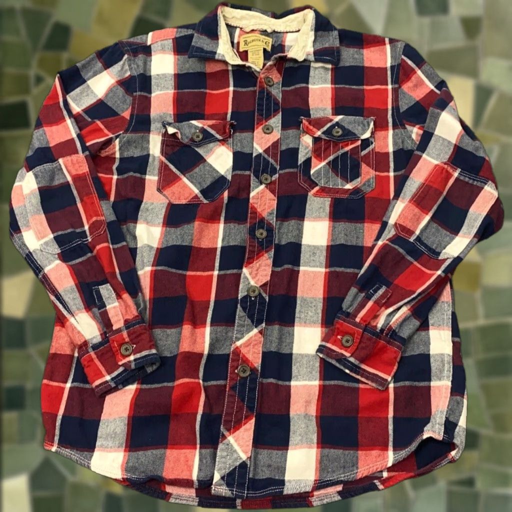 CO VINTAGE Roebuck & Co Flannel Shirt Mens S Blue Red White Plaid Elbow Patches Shirt Mens Small Blue Red White Plaid Elbow Patches Size US S / EU 44-46 / 1 - 1 Thumbnail