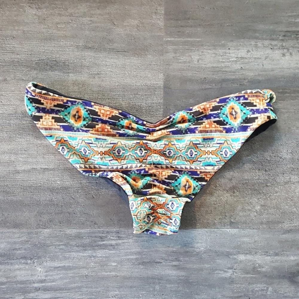 Designer Black Aztec Reversible LSpace Bikini Bottoms Size ONE SIZE - 2 Thumbnail