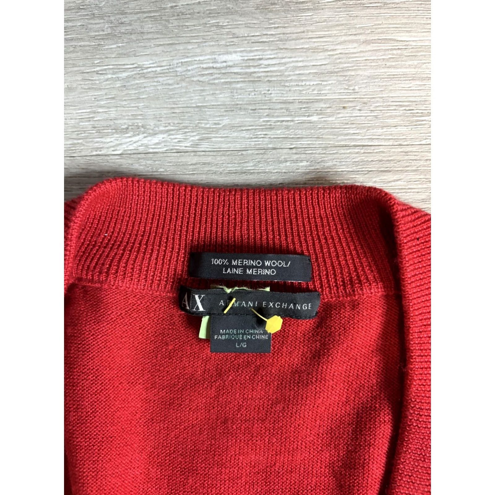 Armani Exchange Armani Exchange Sweater Dress Womens Large Red Merino Wool V-Neck Long Sleeve Shift Size L / US 10 / IT 46 - 3 Thumbnail