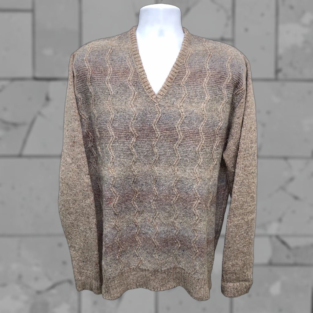 Vintage Robert Bruce Mens V-Neck Sweater 2XLT TALL Wool Blend Beige USA Made Size US XXL / EU 58 / 5 - 1 Thumbnail