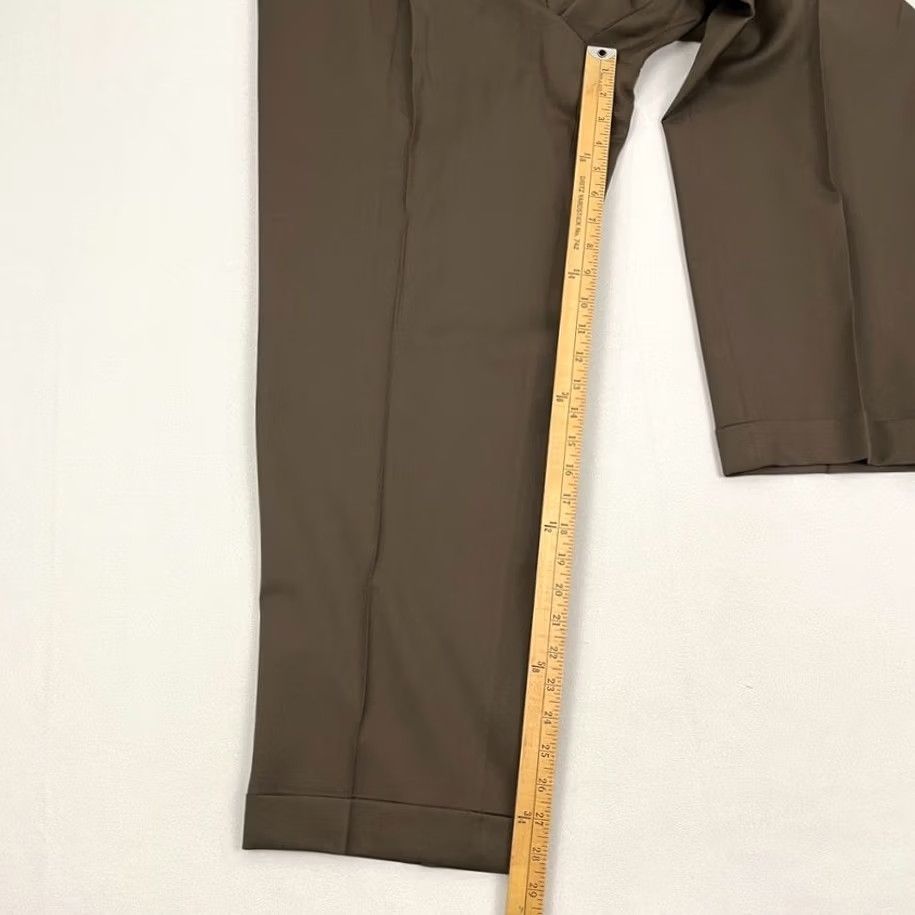 Canali Canali Dress Pants Mens 38x29 Straight Brown Wool Trousers Slacks Pleated Cuffed Regular Mens Brown Wool Dress Pants Size US 38 / EU 54 - 5 Thumbnail