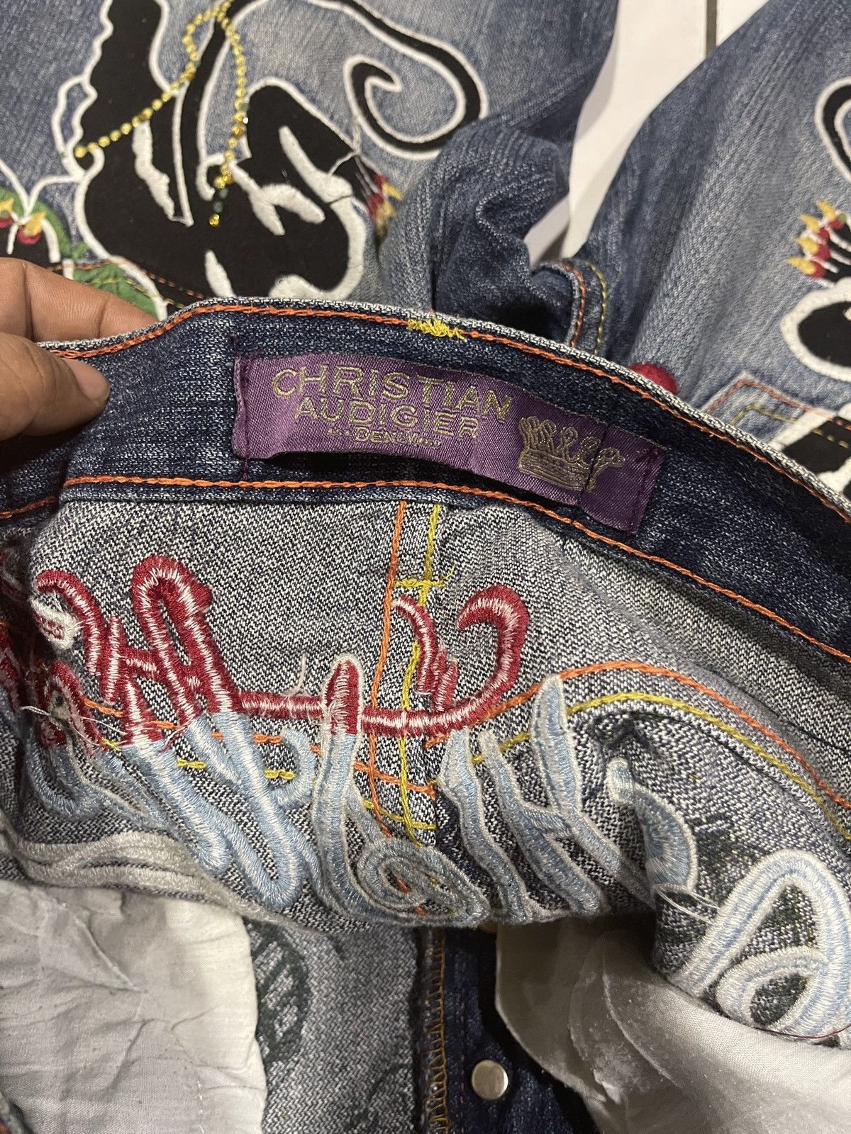 Christian Audigier Christian Audigier Ed Hardy Embroidered Denim Jeans Size US 31 - 3 Thumbnail