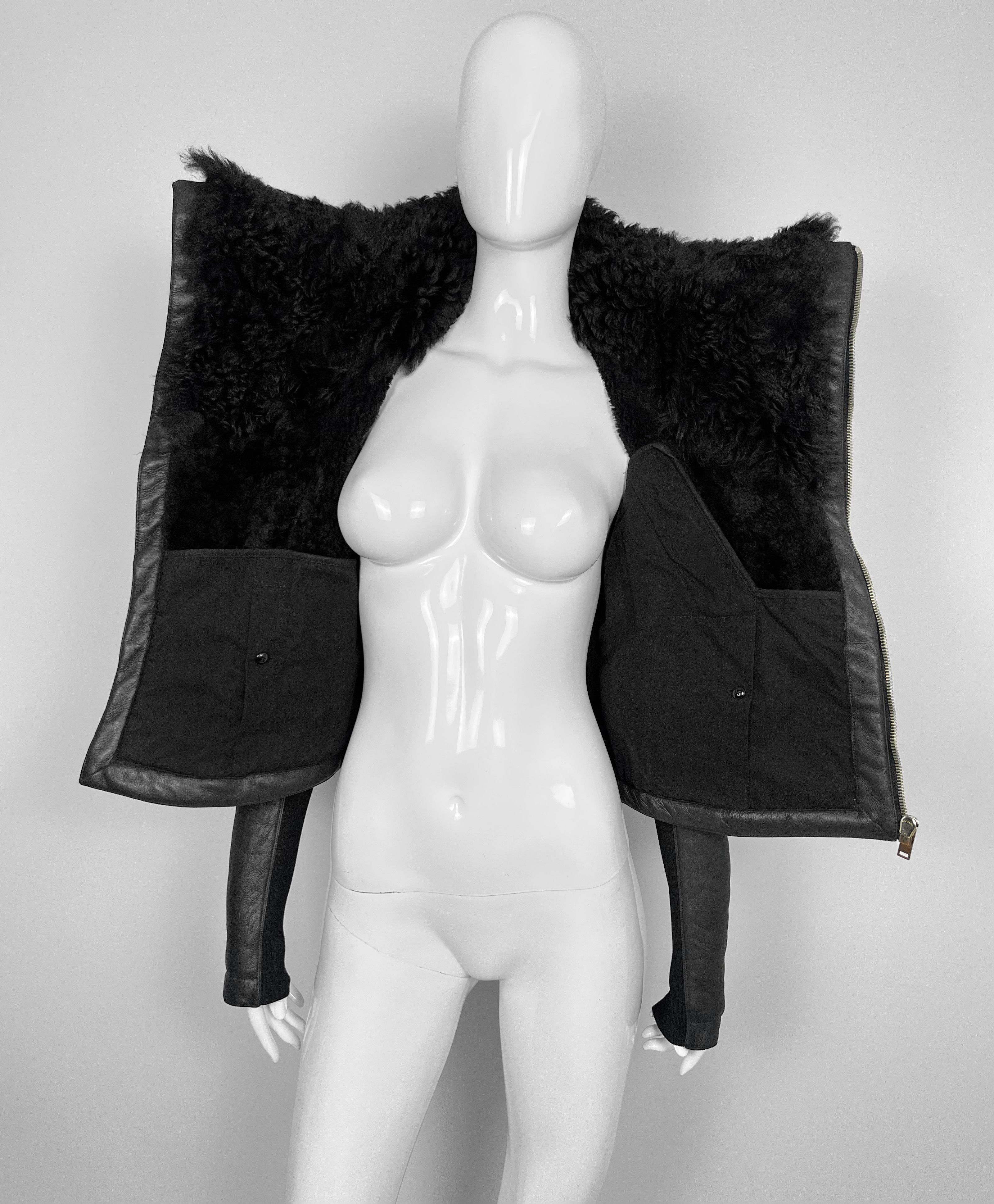 Rick Owens LONG LAMB FUR SHEARLING LEATHER JACKET -- RETAIL $5000 -- Size M / US 6-8 / IT 42-44 - 5 Thumbnail