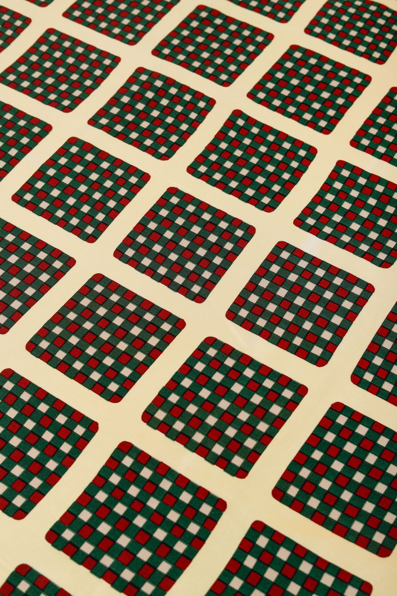 Yves Saint Laurent Yves Saint Laurent Vintage Silk Red Green Grid Scarf Size ONE SIZE - 4 Thumbnail