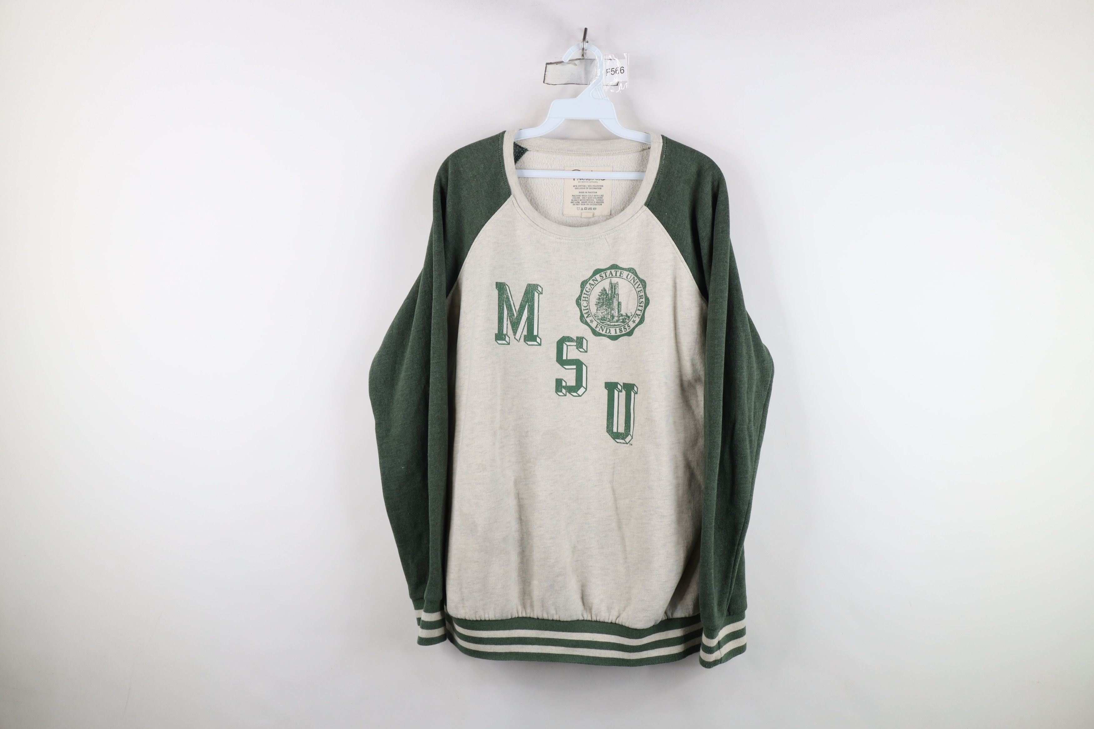 Vintage Retro Spell Out Michigan State University Raglan Sweatshirt Size XL / US 12-14 / IT 48-50 - 1 Thumbnail