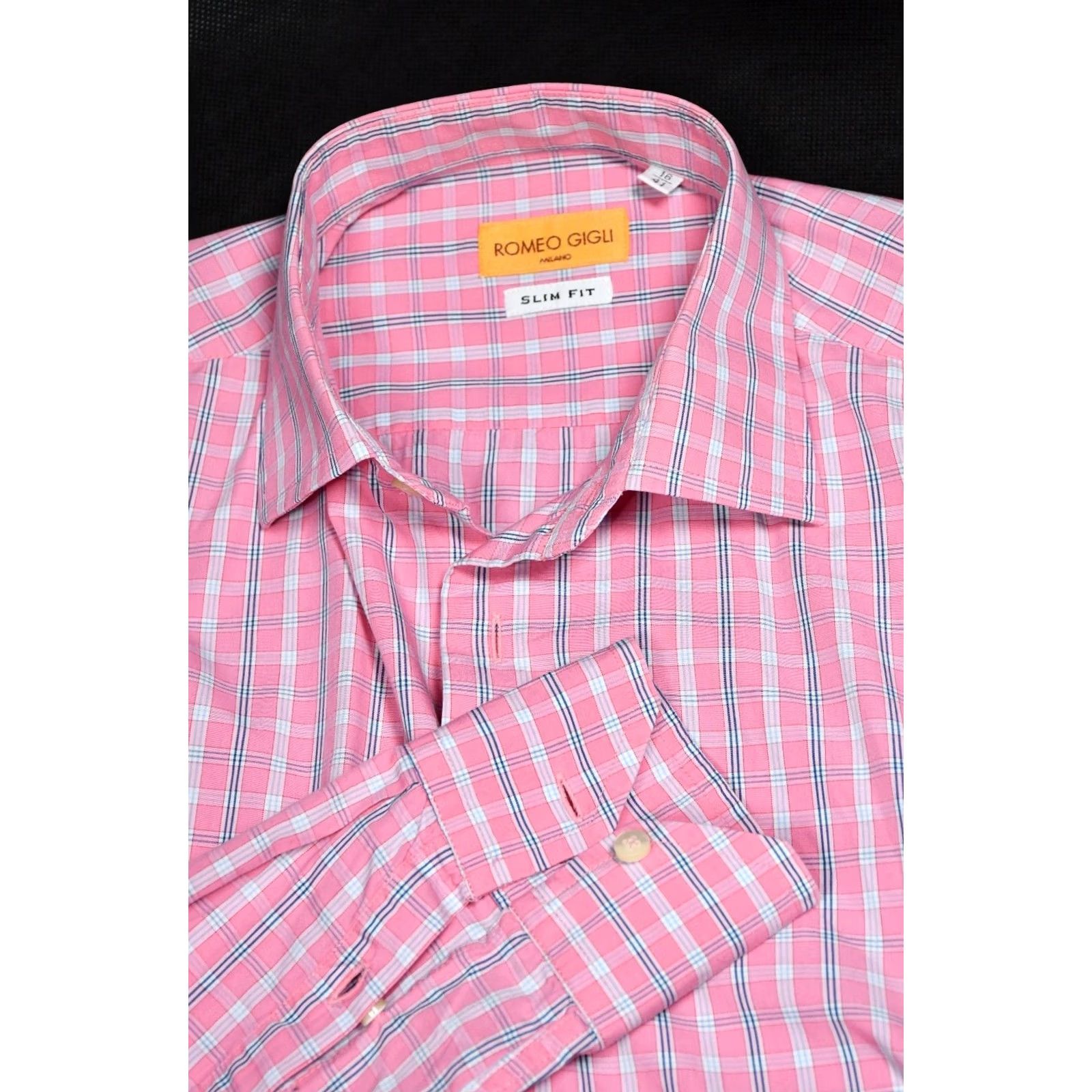 Romeo Gigli ROMEO GIGLI MILANO Shirt Slim Men's Pink Long Sleeve Button-Up 16/41 Size US L / EU 52-54 / 3 - 8 Thumbnail