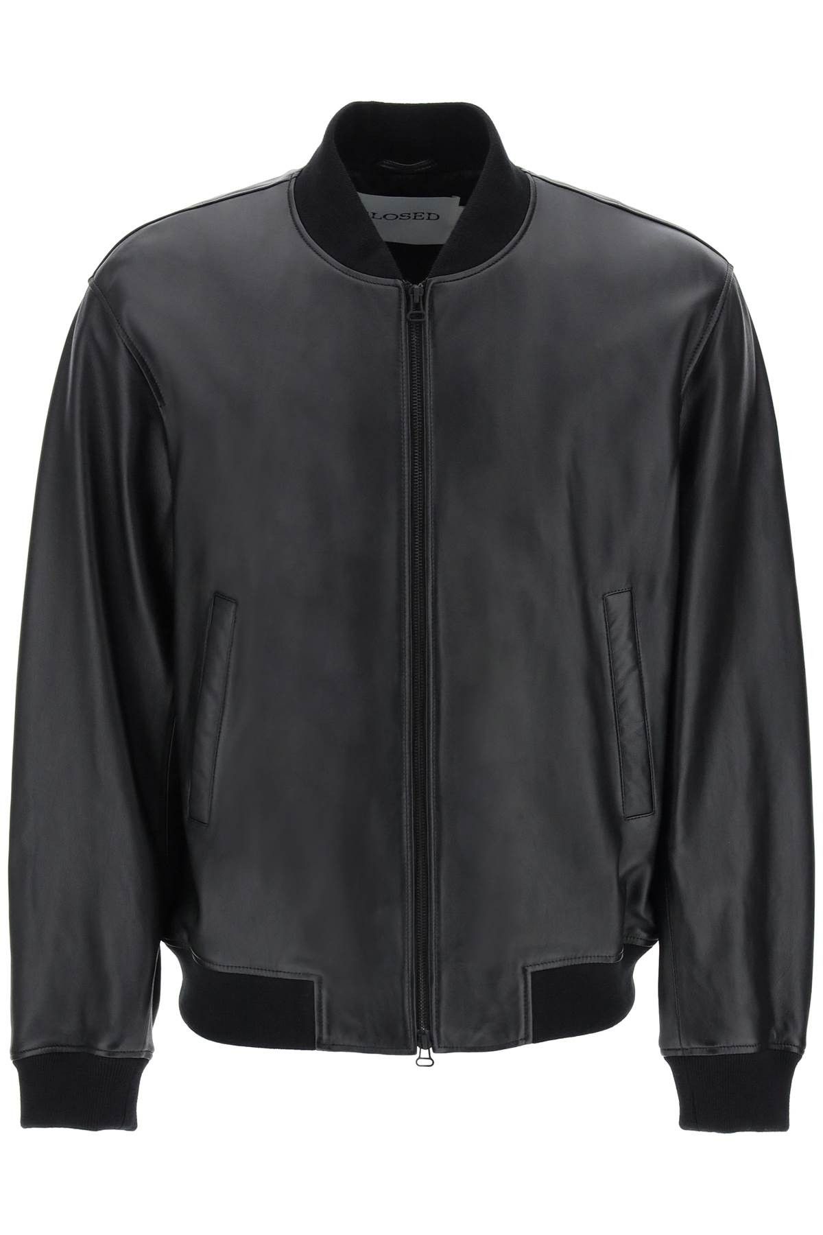 image of Closed Leather Bomber Jacket in Black, Men's (Size Small)