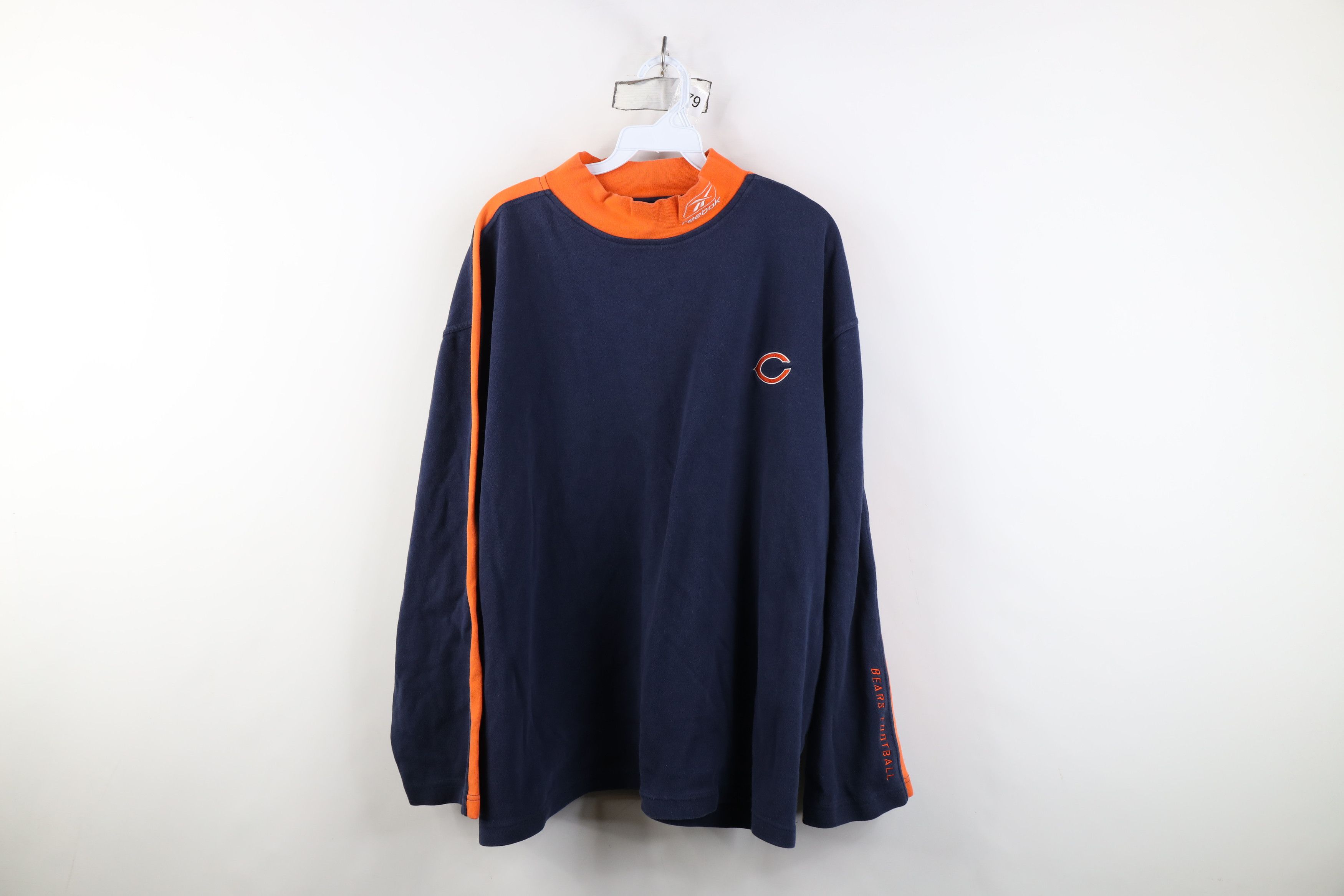 Reebok Vintage Reebok Chicago Bears Football Mock Neck T-Shirt Blue Size US XL / EU 56 / 4 - 1 Thumbnail