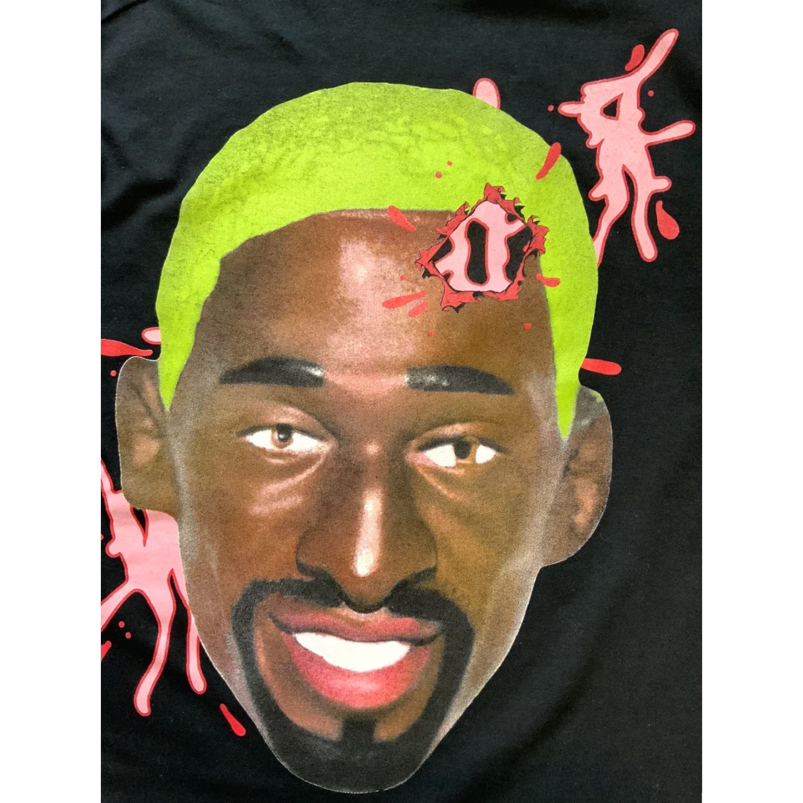 NBA Dennis Rodman Green Hair NBA Basketball Big Head Graphic Black S/S T-Shirt Sz. S Mens Shirt Small Size Rodman Brand Size US S / EU 44-46 / 1 - 5 Thumbnail