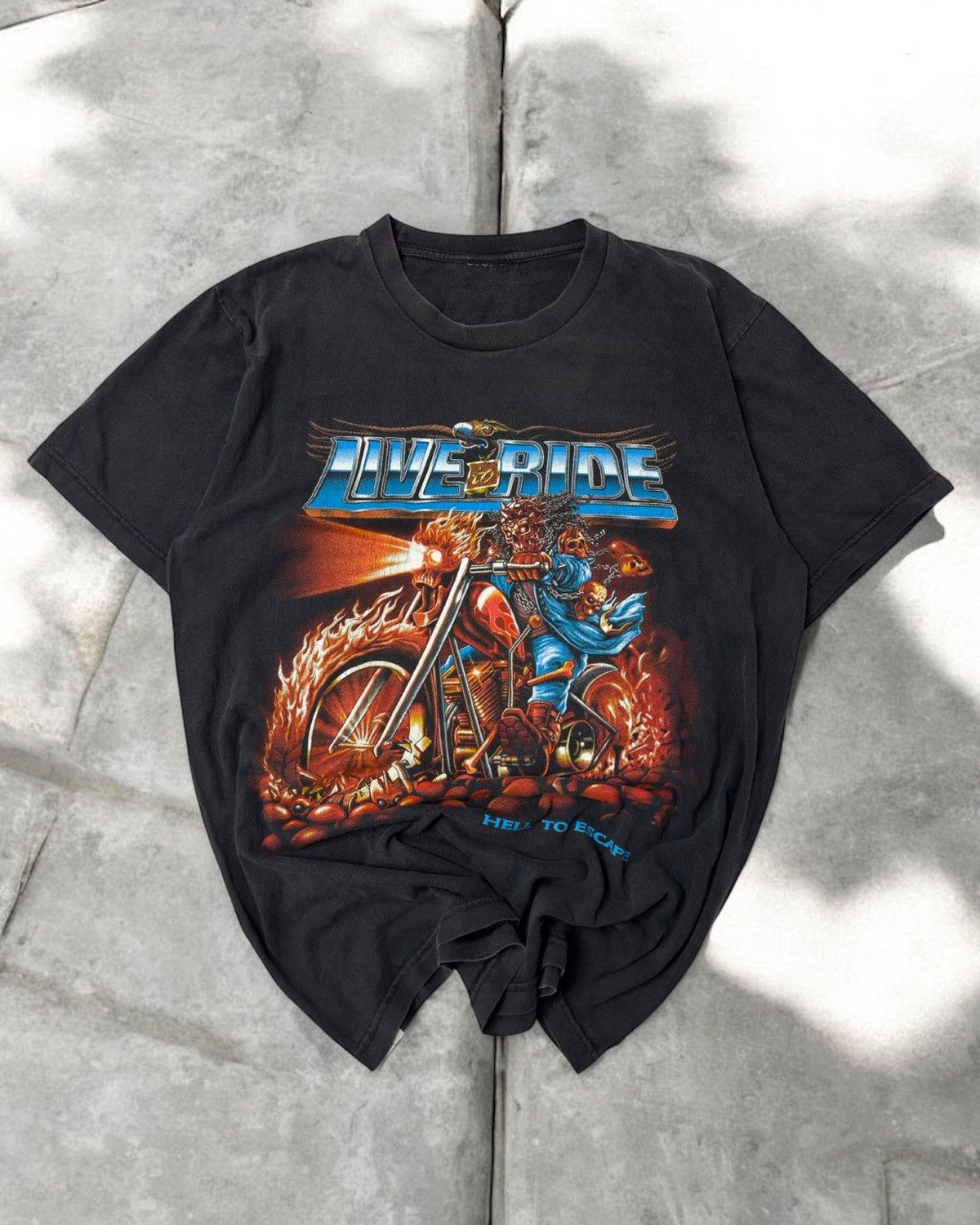 Other Vintage black washed live to ride tee y2k 00s retro choppers Size US L / EU 52-54 / 3 - 1 Thumbnail