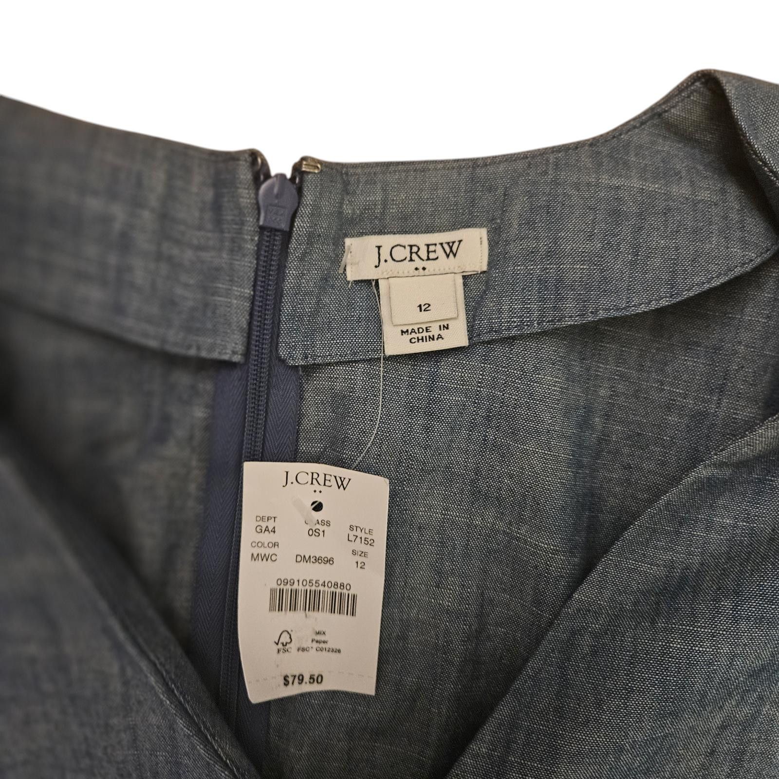 Designer J.Crew Chambray Ruffle Wrap Dress - Size 12 Size XL / US 12-14 / IT 48-50 - 3 Thumbnail