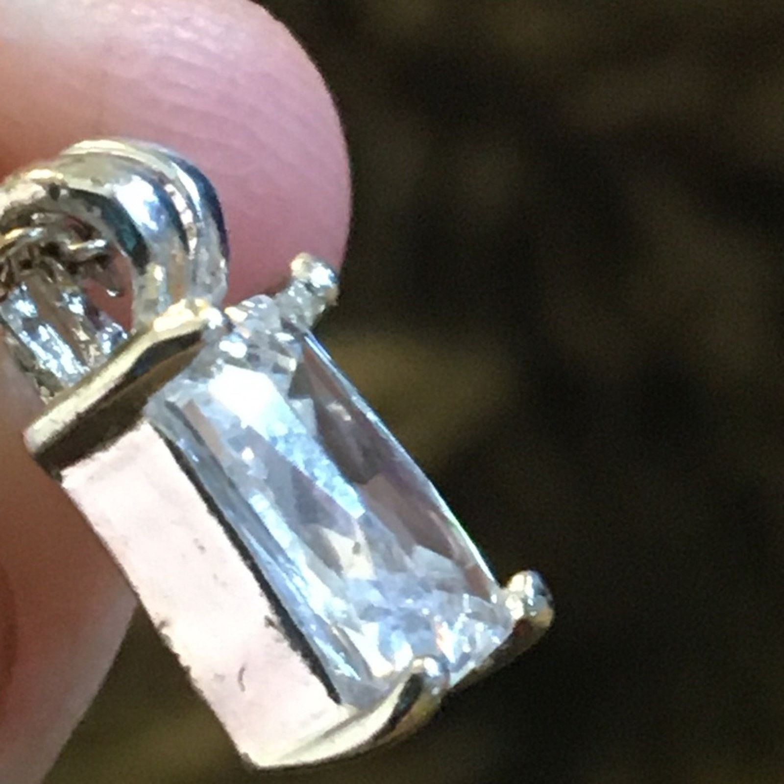 Vintage Vintage square cut cz pendant silver plated chain Size ONE SIZE - 8 Thumbnail