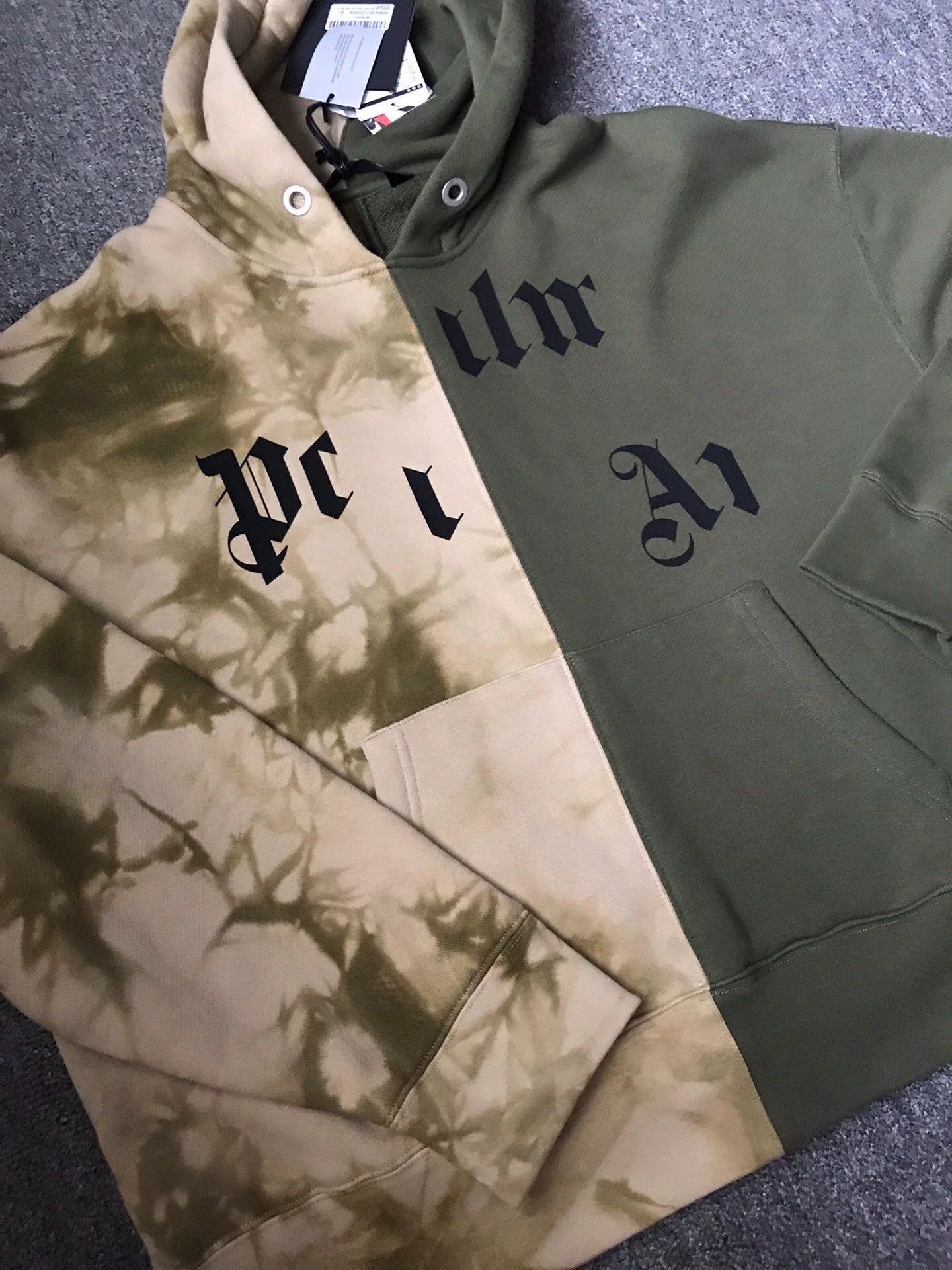 Palm Angels PA Brown Green Colorblocked Cotton Heavy Hoodie XL Size US XL / EU 56 / 4 - 4 Thumbnail