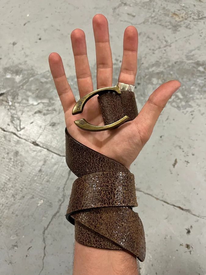 Designer × Just Cavalli × Vintage SS2004 Cavalli Brown Leather Belt Size ONE SIZE - 1 Thumbnail