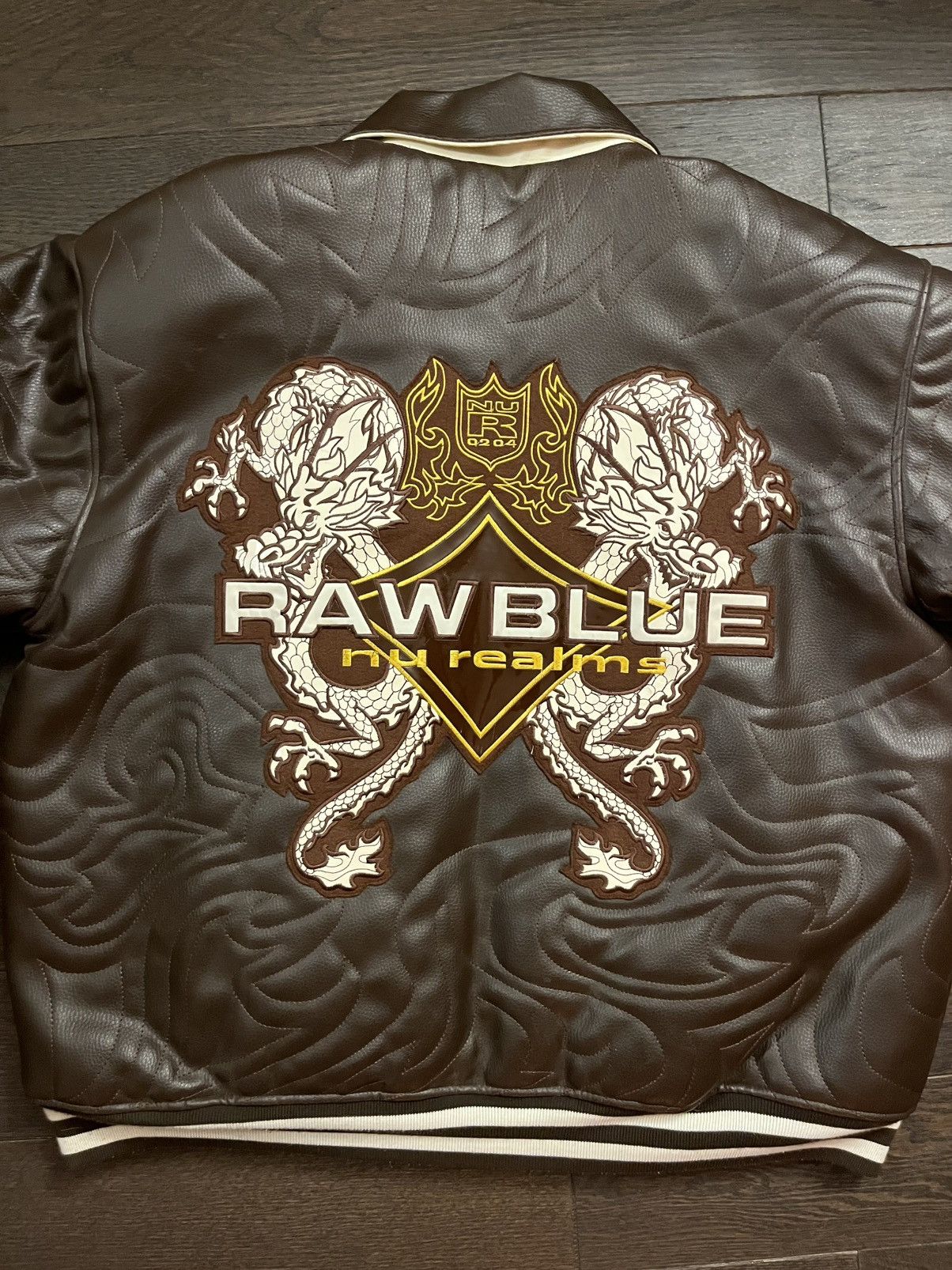 Japanese Brand Raw Blue Nu Realms Leather Bomber Jacket Size US XL / EU 56 / 4 - 8 Thumbnail