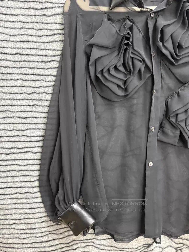 Comme des Garcons Comme des Garcons Roses Net Silk Collar Shirt Size S / US 4 / IT 40 - 2 Thumbnail
