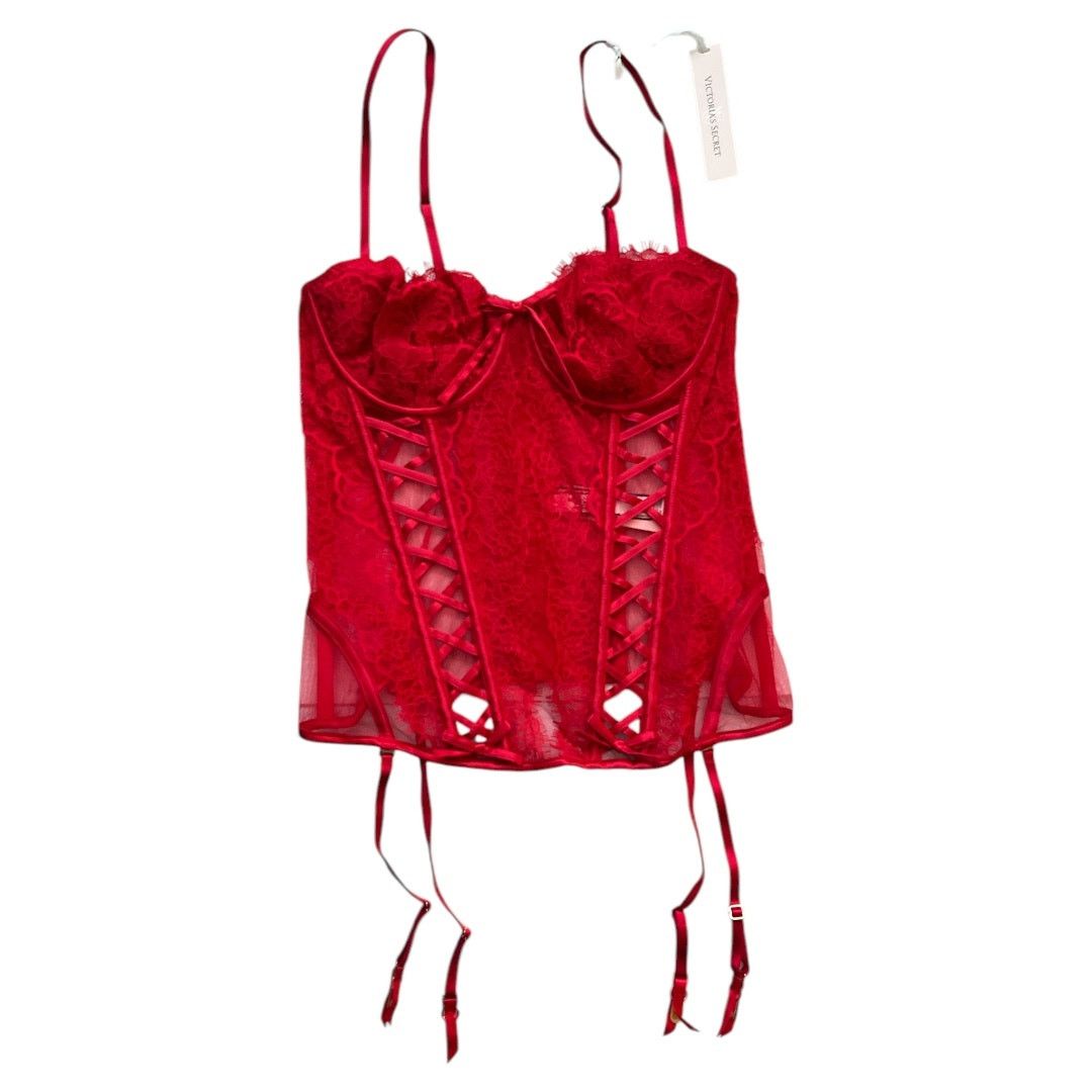 Victoria's Secret Red Lightly Lined Lace Corset Top M