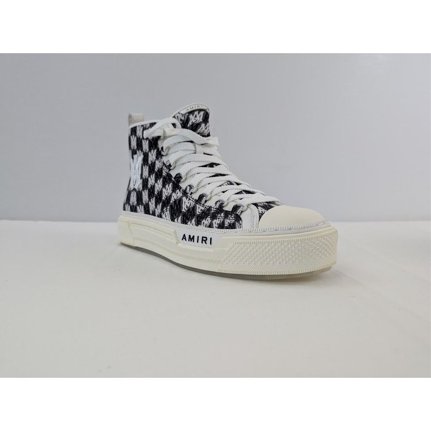 Amiri o1rshd1 Court Hi Allover Logo Sneakers in Black / White Size US 12 / EU 45 - 2 Thumbnail