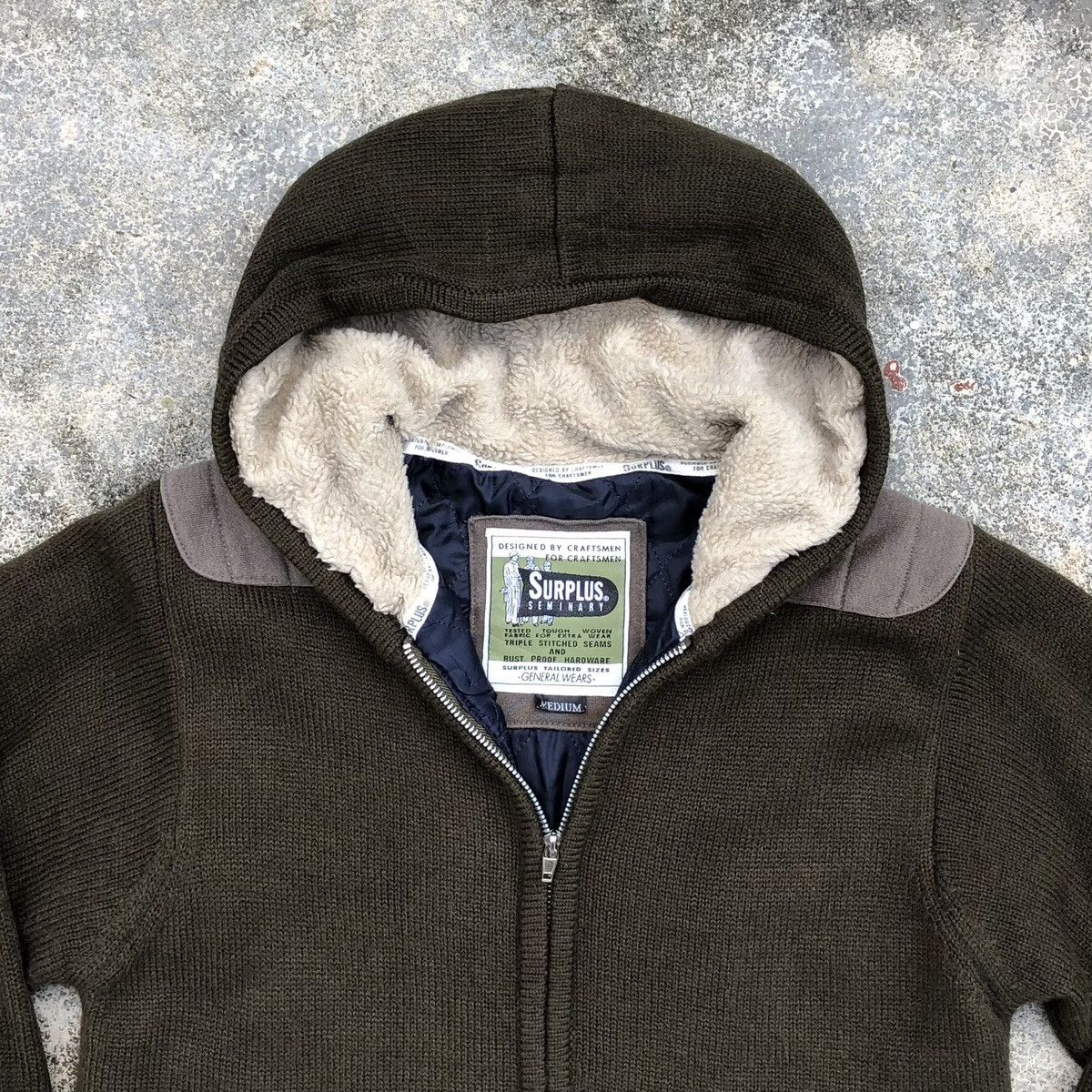 Japanese Brand Surplus Seminary Knitted Shoulder Patch Hoodie Jacket Size US S / EU 44-46 / 1 - 6 Thumbnail