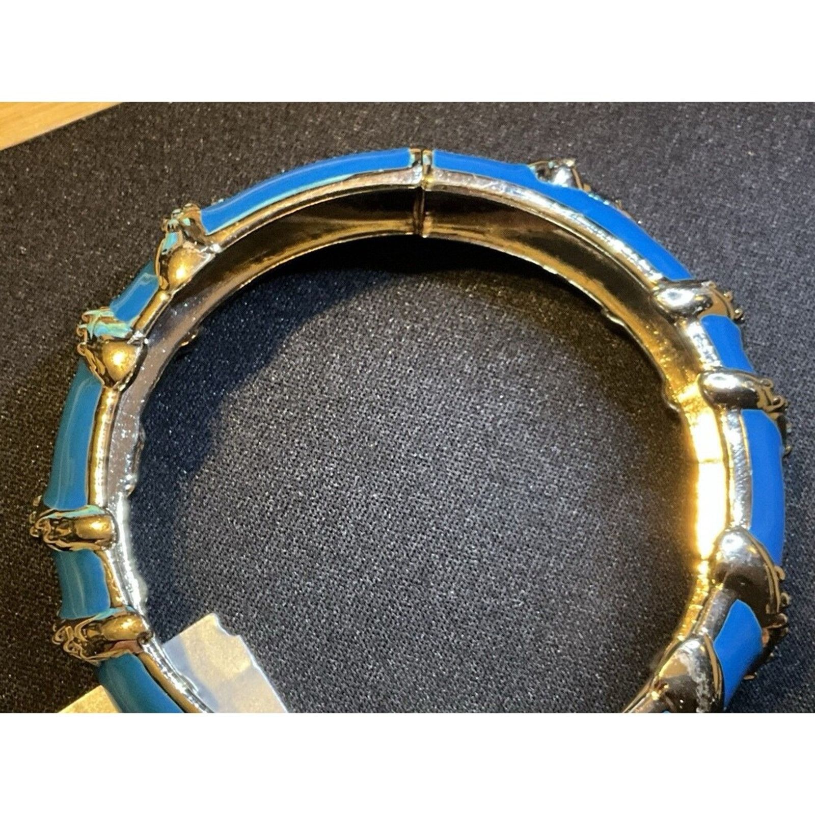 Other Sequin Blue Aqua Enamel Hinged Open Bangle Bracelet NWT 7in Size ONE SIZE - 6 Thumbnail