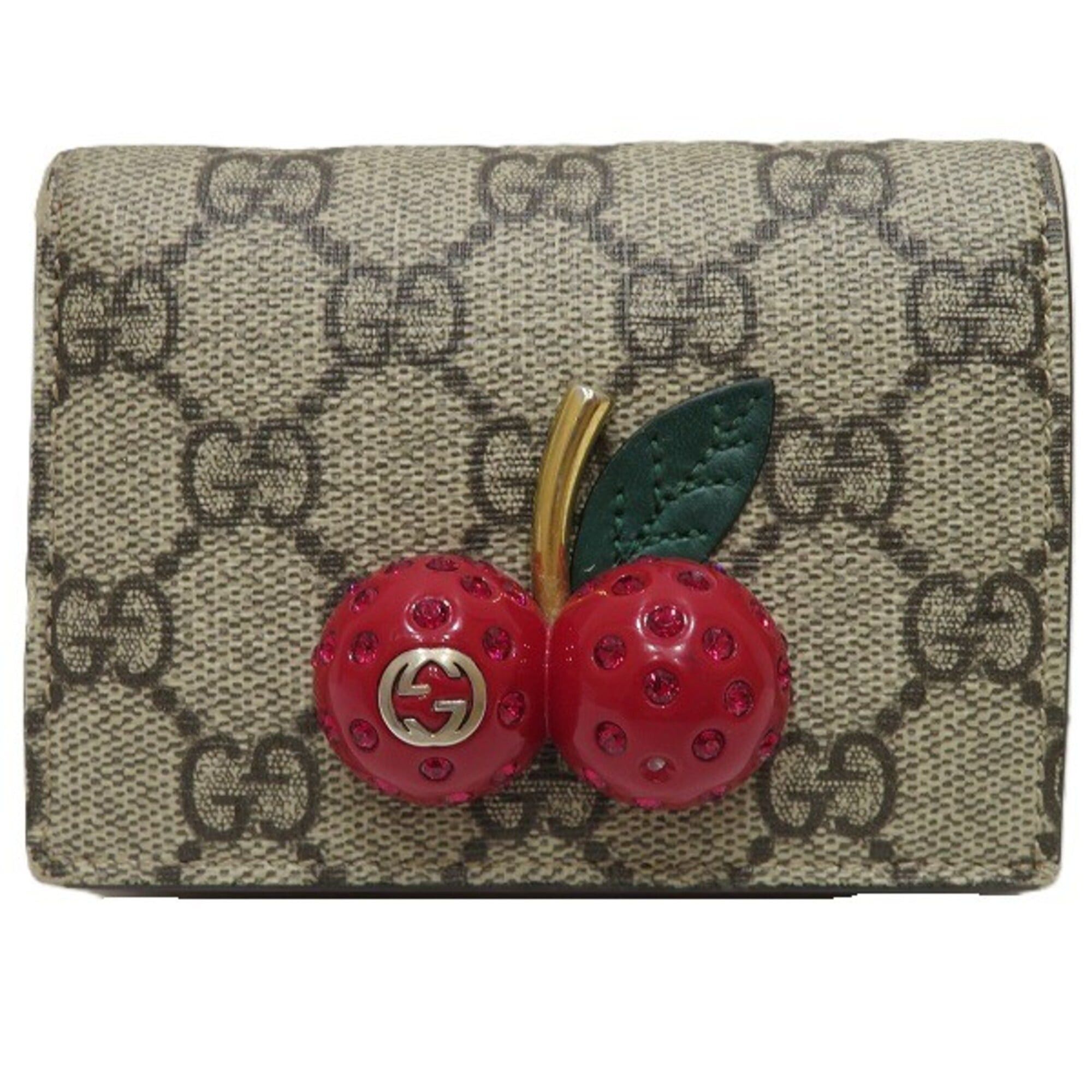 Gucci Gucci GG Supreme Cherry Mini Wallet 476050 Bi-fold for Women Size ONE SIZE - 1 Thumbnail