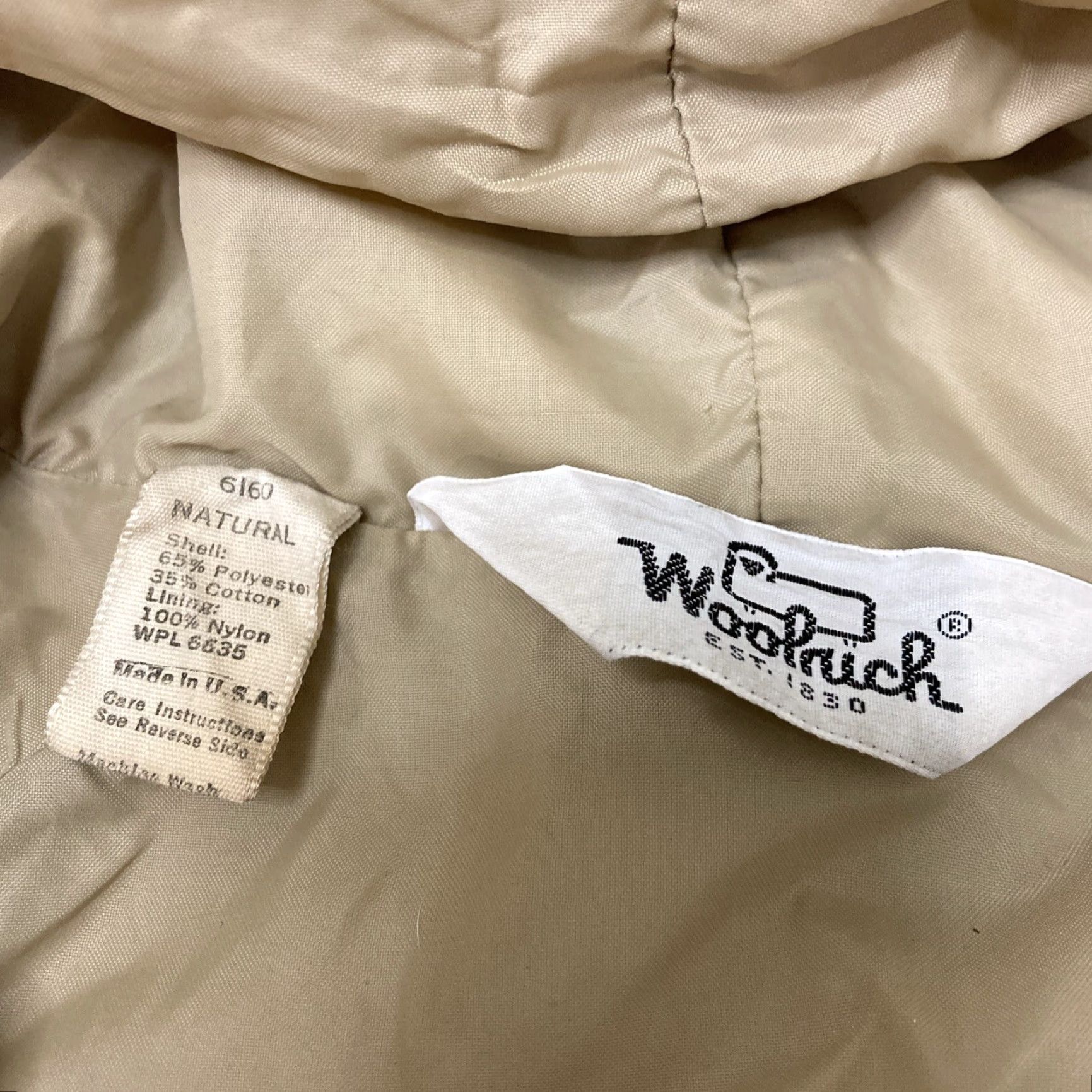Vintage VINTAGE Woolrich Jacket 80s Mens XL Beige Mid-Length Zip Front Woolrich Rain Coat Cotton Nylon? Size US XL / EU 56 / 4 - 2 Thumbnail
