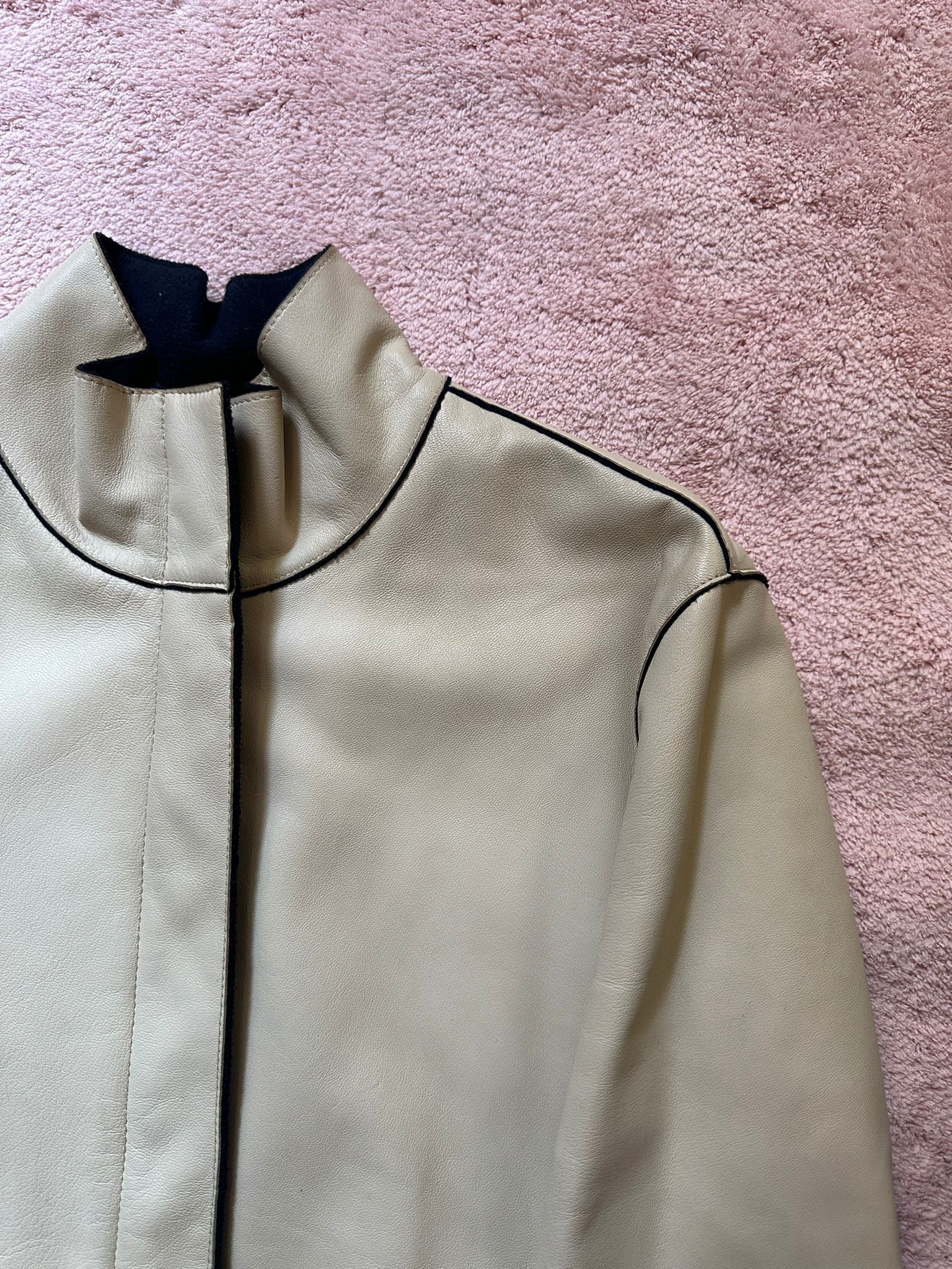 Giorgio Armani SS2000 Leather Beige Jacket Size M / US 6-8 / IT 42-44 - 3 Thumbnail