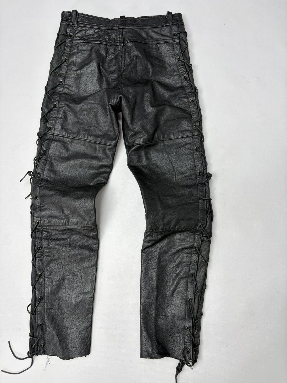 Hedi Slimane 🔥 Vintage Leather Pants 00s Italian Rock Noir Archive Grunge Size US 29 - 2 Thumbnail