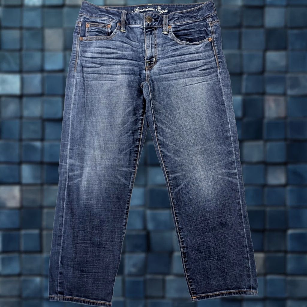 American Eagle Outfitters American Eagle Outfitters Boy Fit Jeans, 32x26, Blue Denim, Stretch, 5-Pocket - Relaxed Straight Crop, Regular, Women's Jeans Size 28" / US 6 / IT 42 - 1 Thumbnail