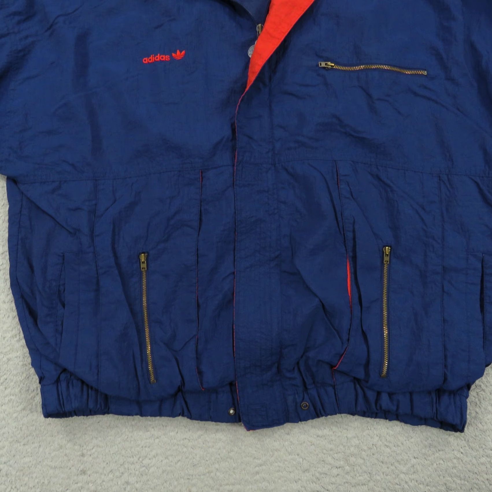 Adidas VINTAGE adidas Jacket Mens XXL Navy Red Trefoil Track Bomber Utility Pockets 80s Size US XXL / EU 58 / 5 - 3 Thumbnail