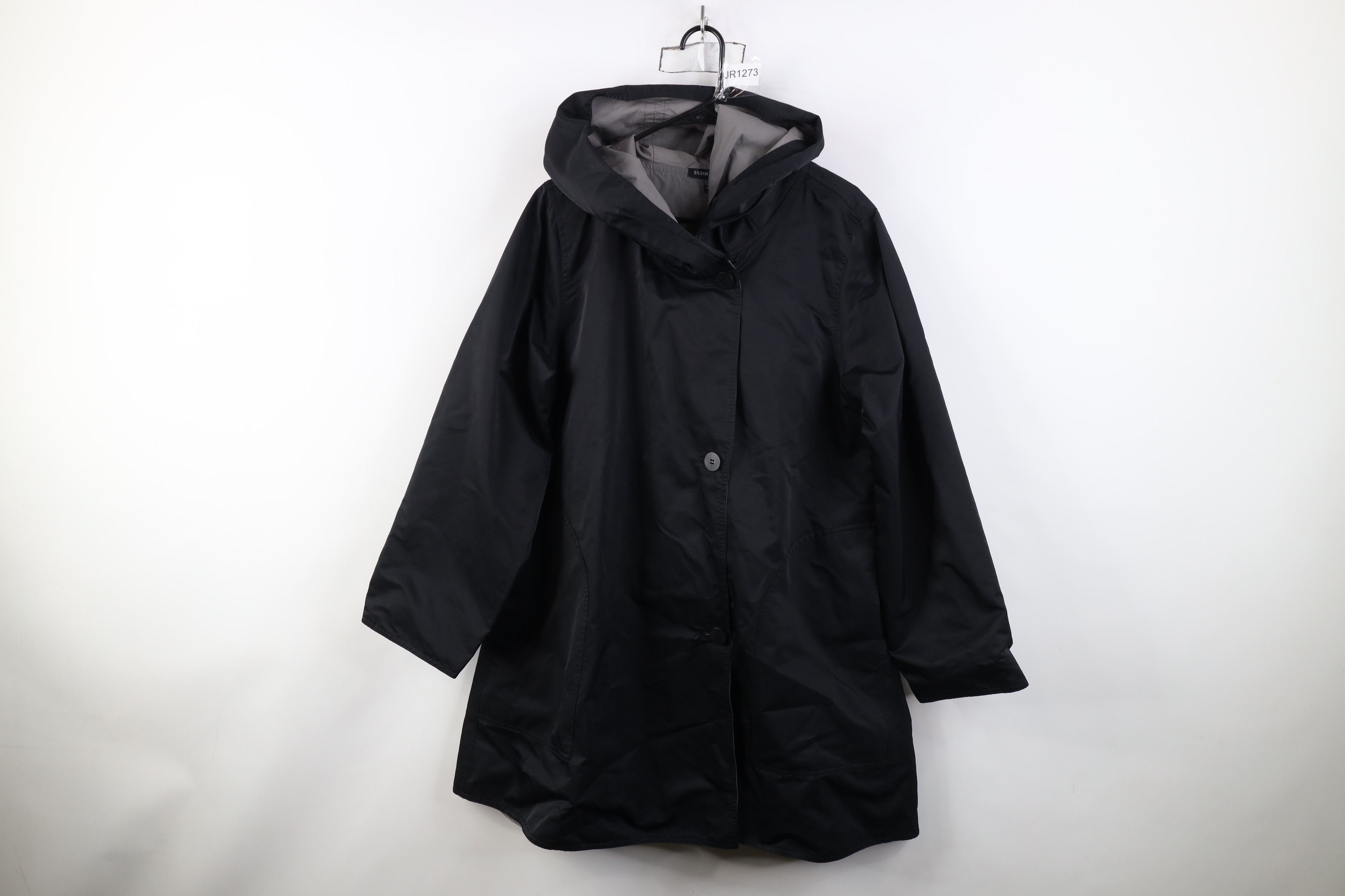Eileen Fisher Nylon Reversible Hooded Parka Jacket Coat