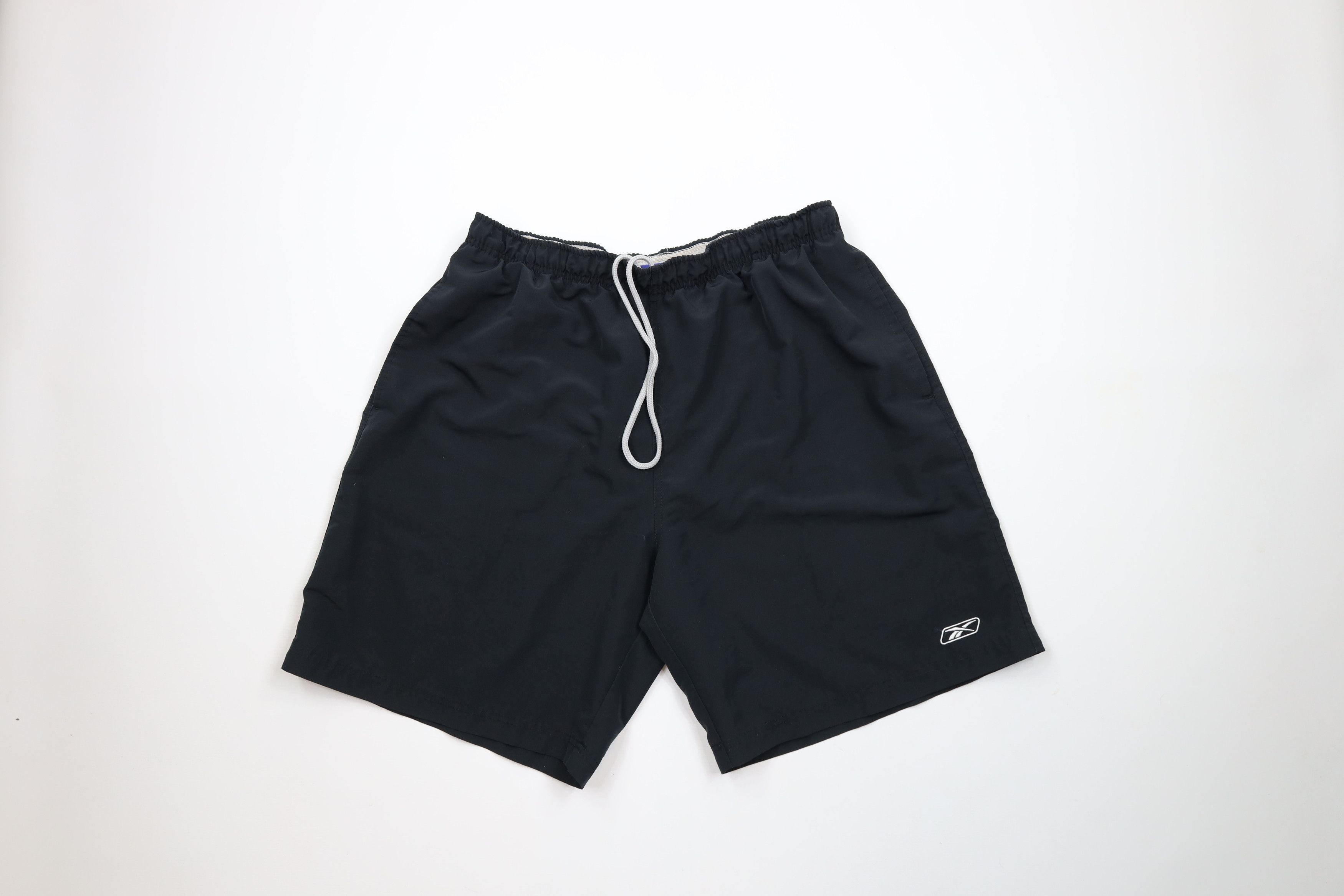 Reebok × Vintage Vintage 90s Reebok Logo Above Knee Lined Shorts Black Size US 34 / EU 50 - 1 Thumbnail