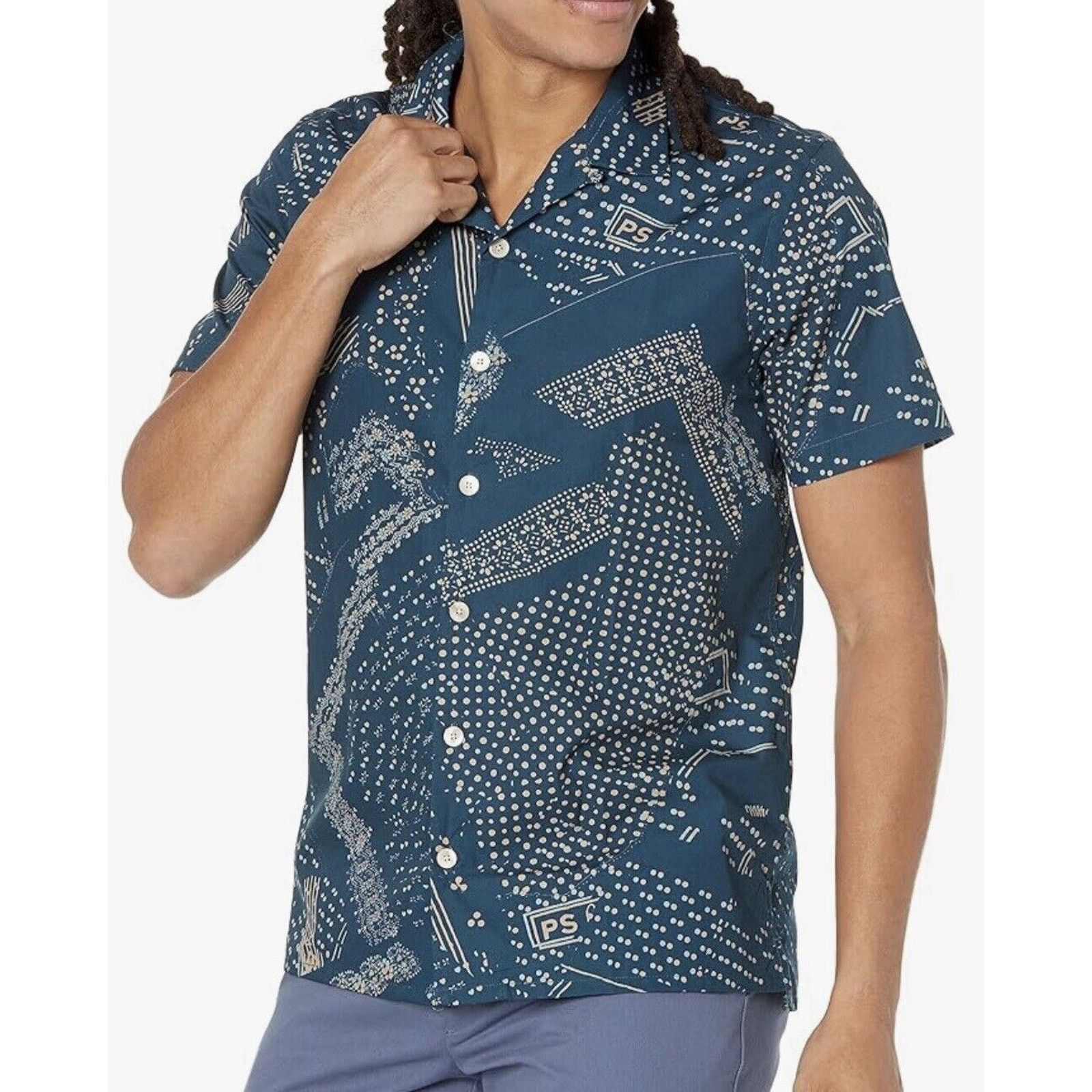 Paul Smith NWT $175 PAUL SMITH Shirt Teal Casual Resort Short Sleeve Size US M / EU 48-50 / 2 - 3 Thumbnail