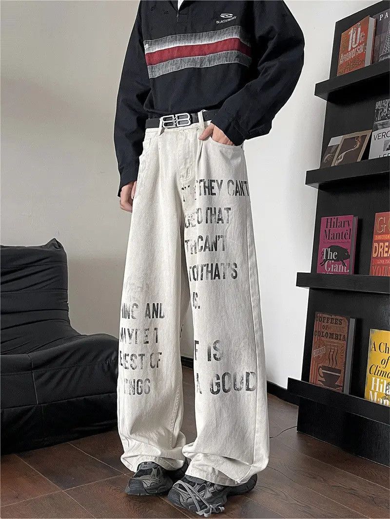 Japanese Brand Retro loose casual graffiti printed jeans Size US 32 / EU 48 - 2 Thumbnail