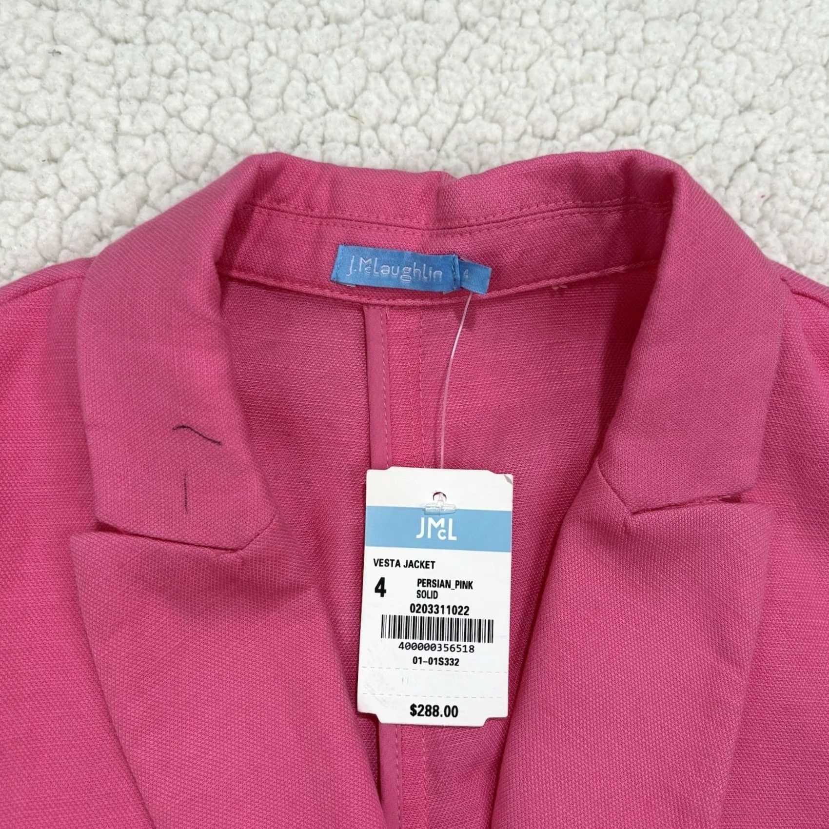 J.McLaughlin J. McLaughlin Pink Linen Blend Suit Set Blazer Pants Womens 2/4 Vintage NWT Size 26" / US 2 / IT 38 - 3 Thumbnail