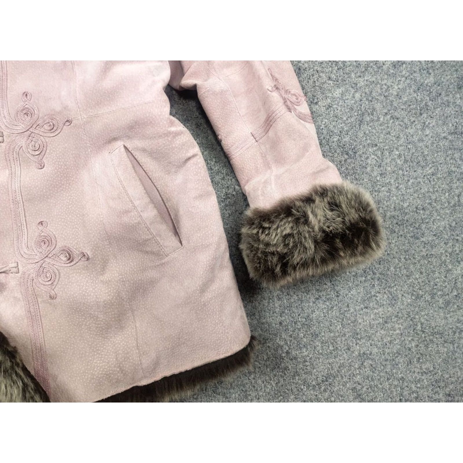 Pinko VINTAGE Delicate pink leather sheepskin coat with fur and logos LGB hysteric Y2K jacket Womens XS Size XXL / US 16-18 / IT 52-54 - 5 Thumbnail