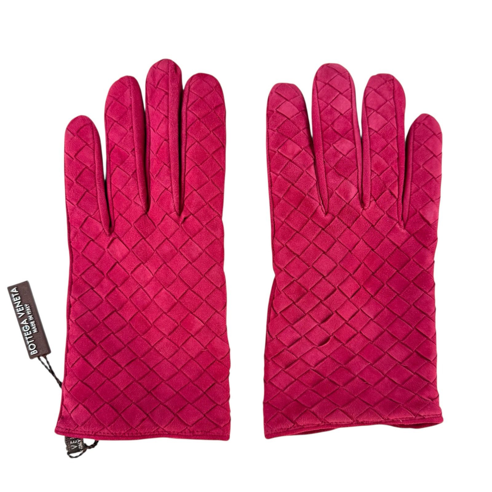 Bottega Veneta Bottega Veneta Pink Suede Intrecciato Gloves Size ONE SIZE - 2 Thumbnail