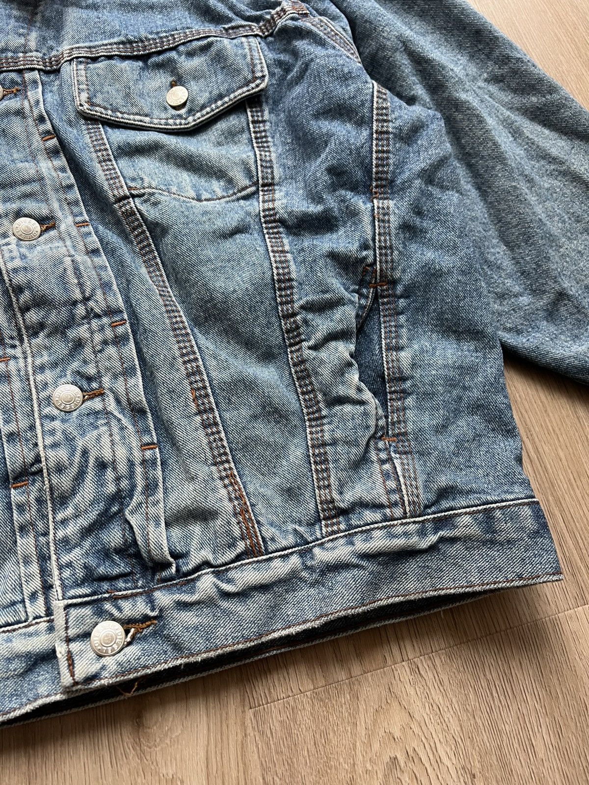 Diesel × Vintage Vintage 90s Diesel Washed Blue Denim Bomber Jacket Size US L / EU 52-54 / 3 - 5 Thumbnail